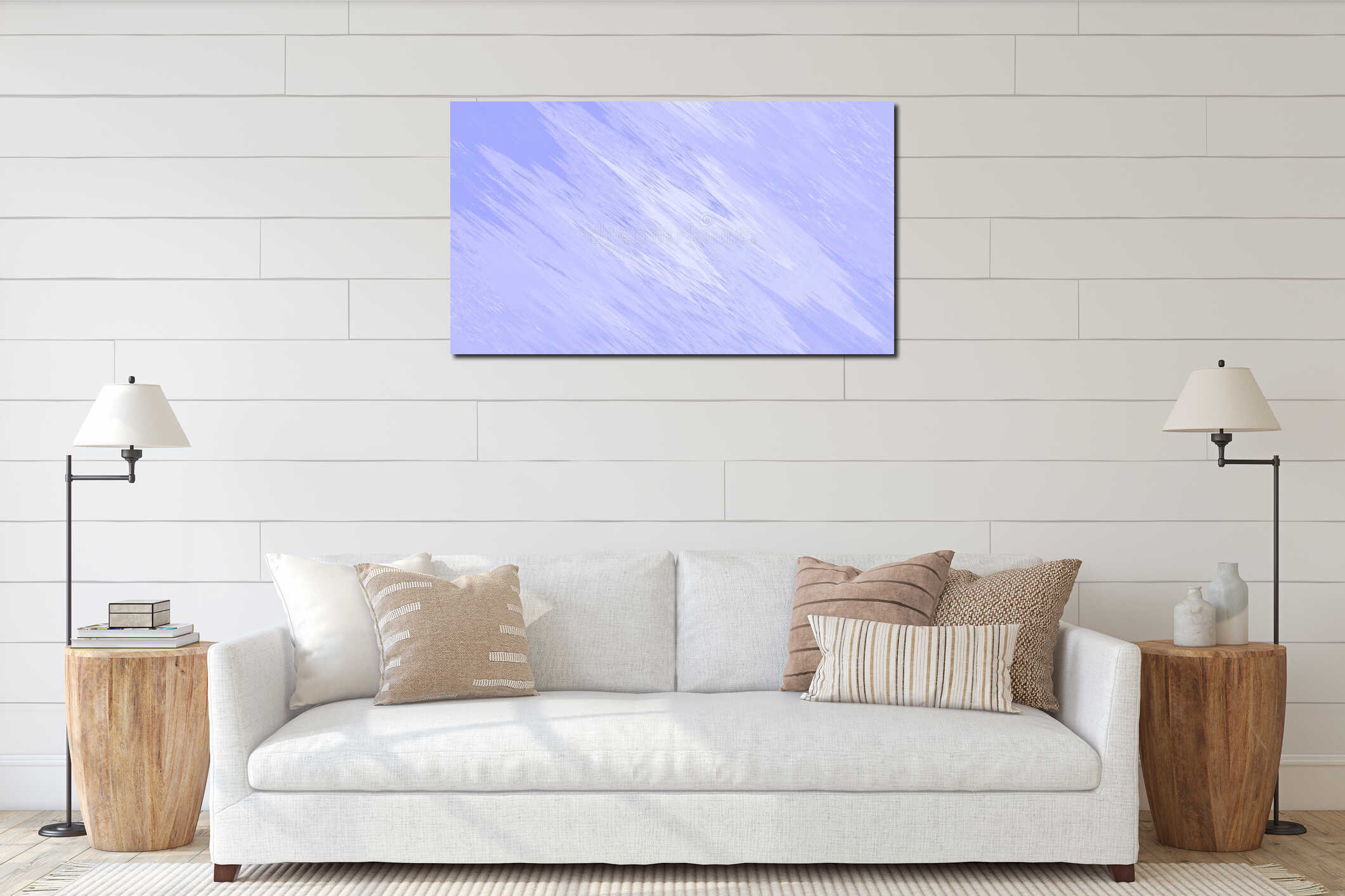 Abstract from the beautiful blue water droplets and speed movement in modern art in an exotic and fascinating way on a blue interior mockup