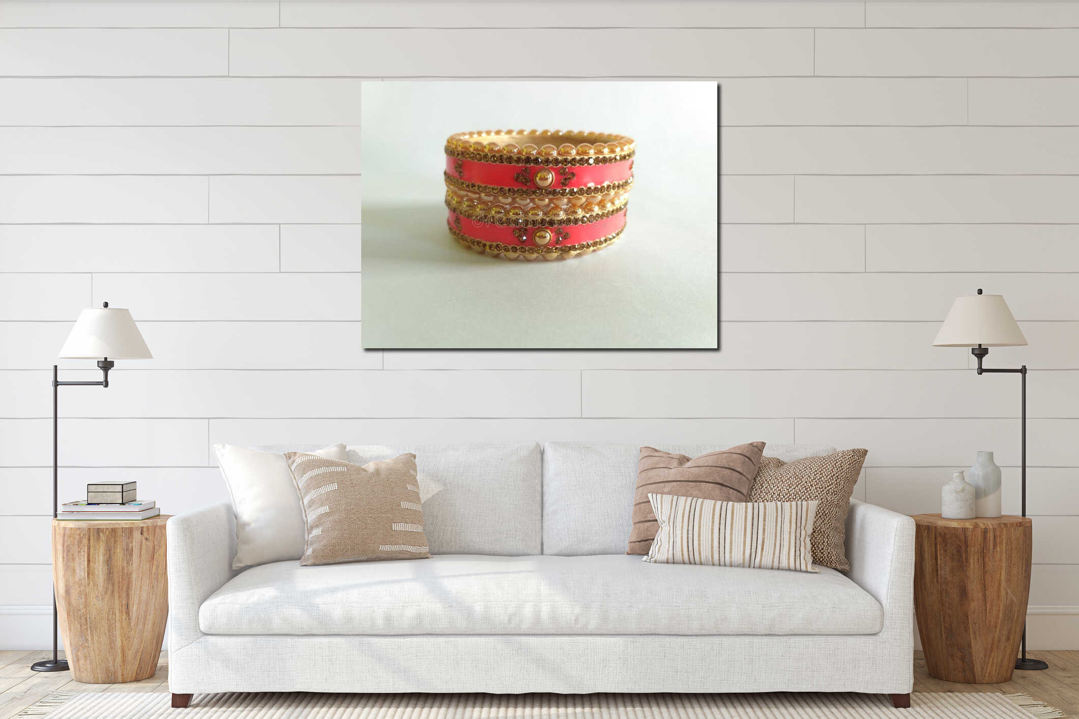 Attractive Golden Glass Bangles in Indian Traditional Day Decoration Bracelets interior mockup