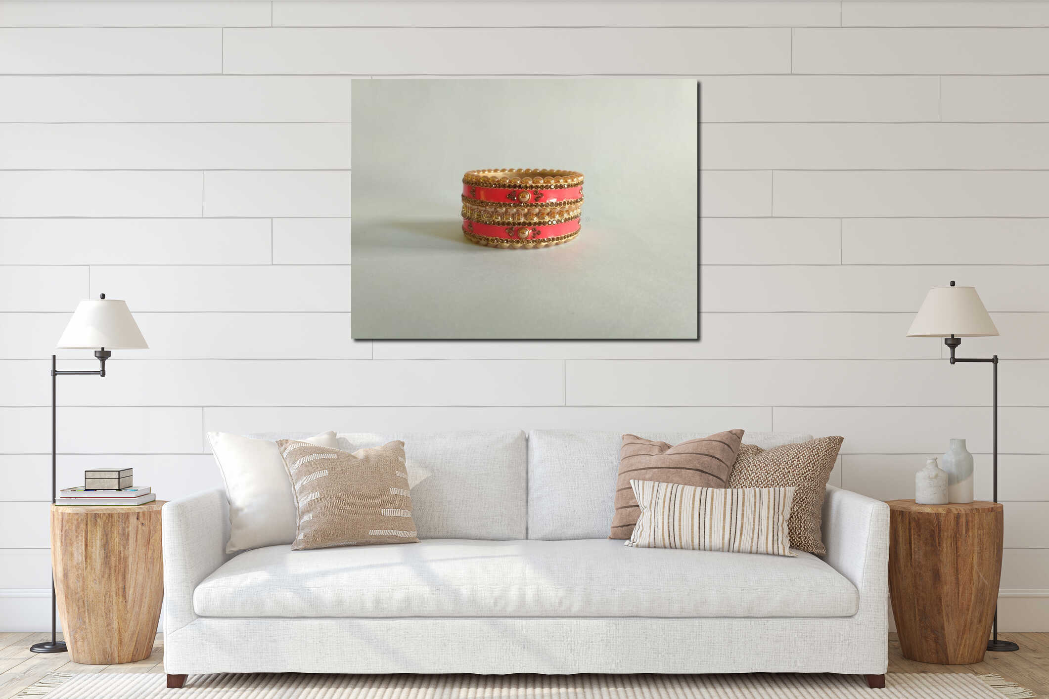 Attractive Golden Glass Bangles in Indian Traditional Day Decoration Bracelets interior mockup