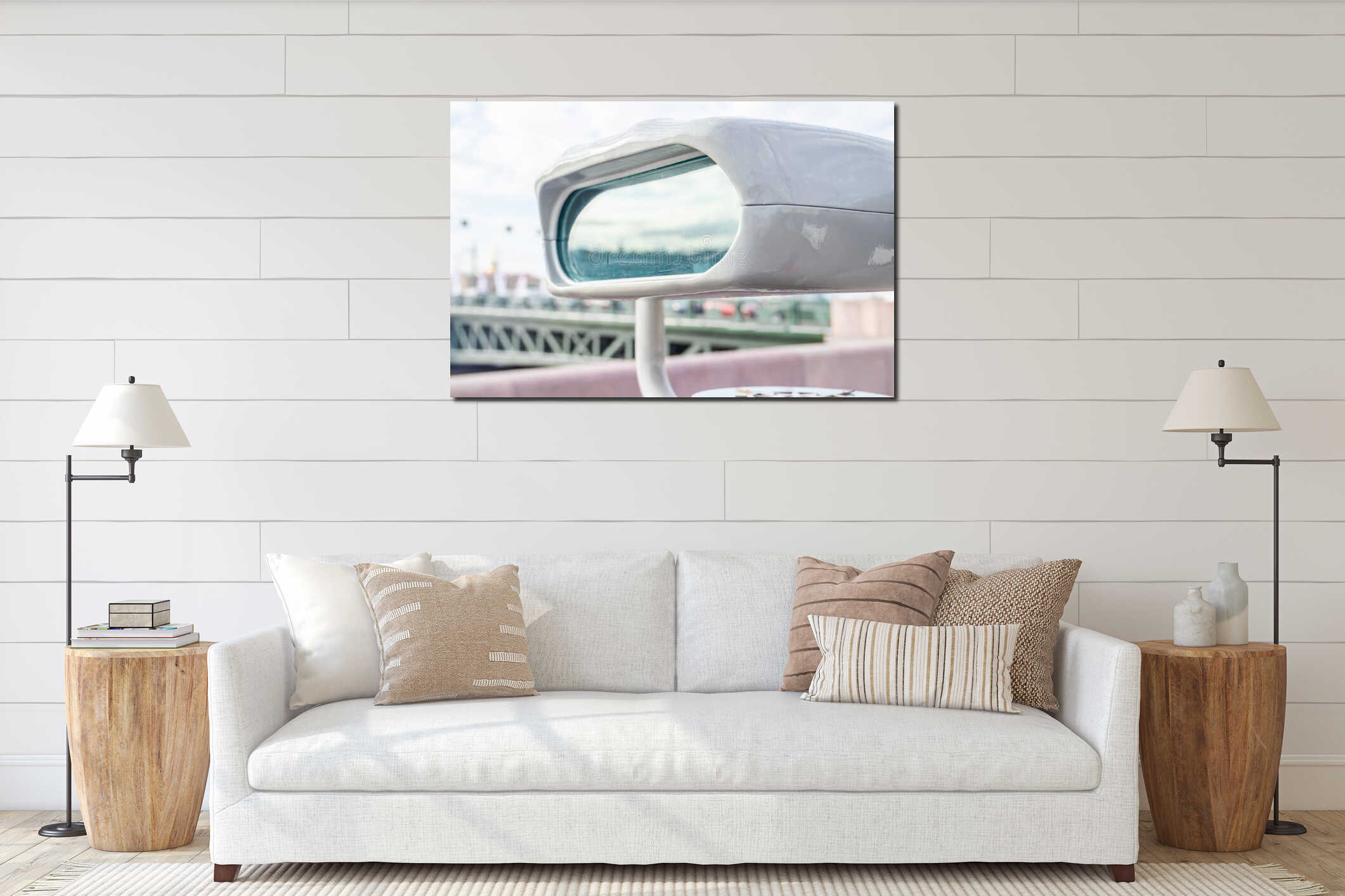 Stationary binoculars. gadgets at viewing platforms. big city binoculars. Watch with binoculars. panorama of the city interior mockup