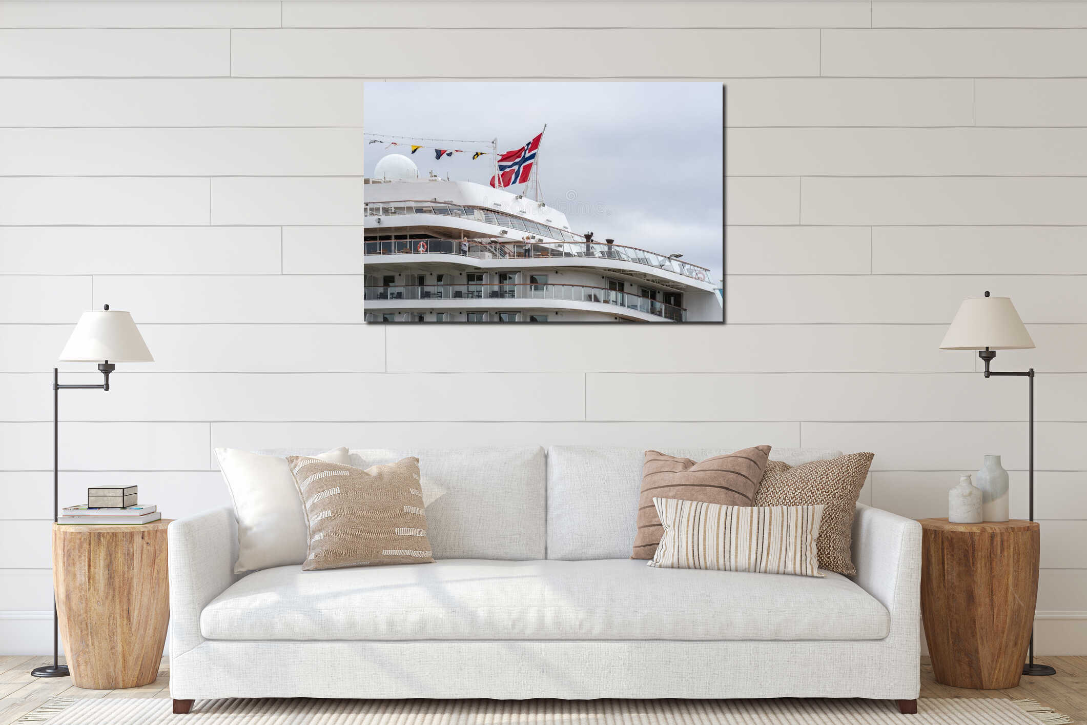 London, UK, July 14, 2019. The Viking Jupiter cruise liner, belonging to the Viking Cruise Line, docked at Greenwich interior mockup