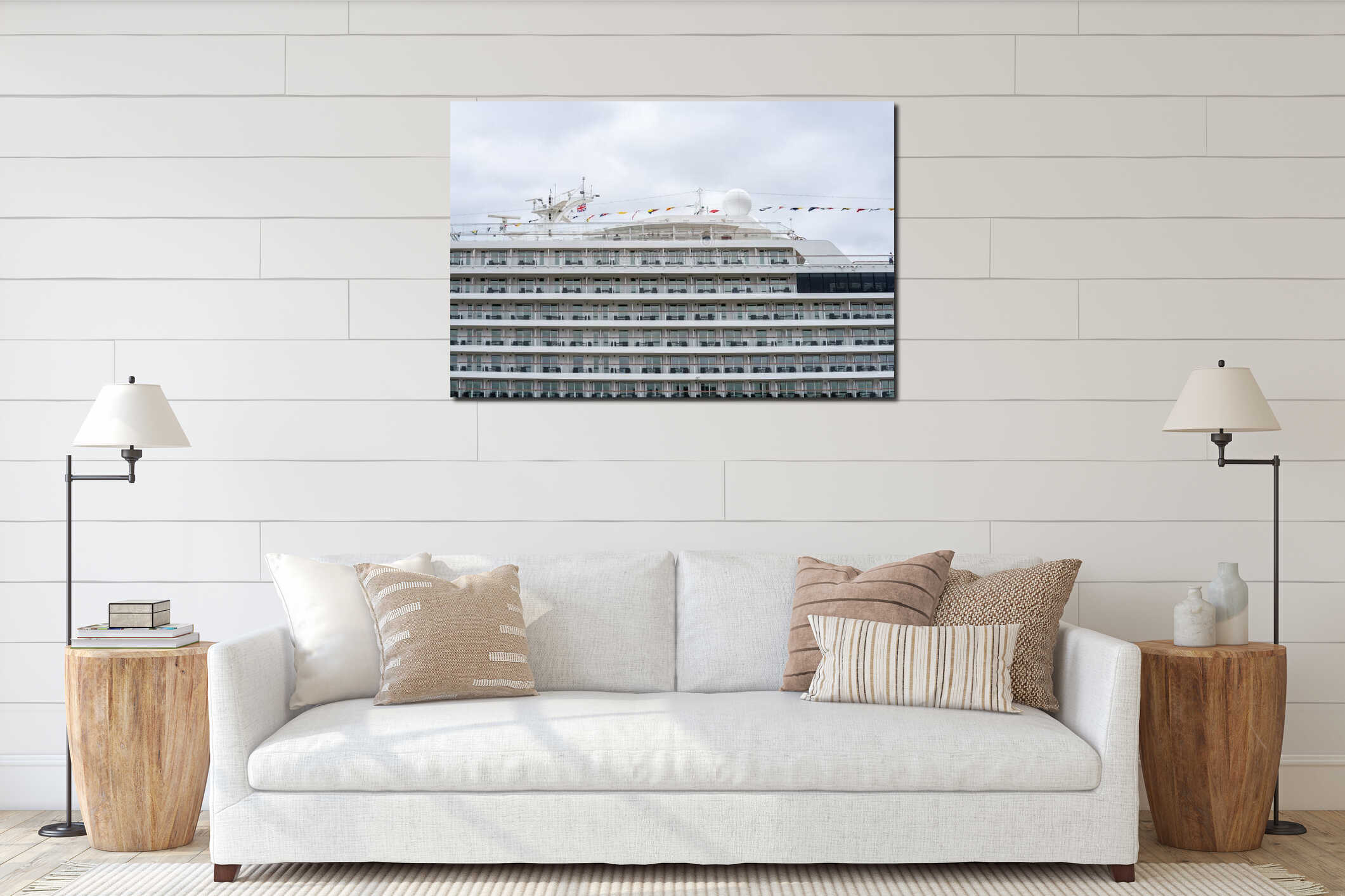 London, UK, July 14, 2019. The Viking Jupiter cruise liner, belonging to the Viking Cruise Line, docked at Greenwich interior mockup