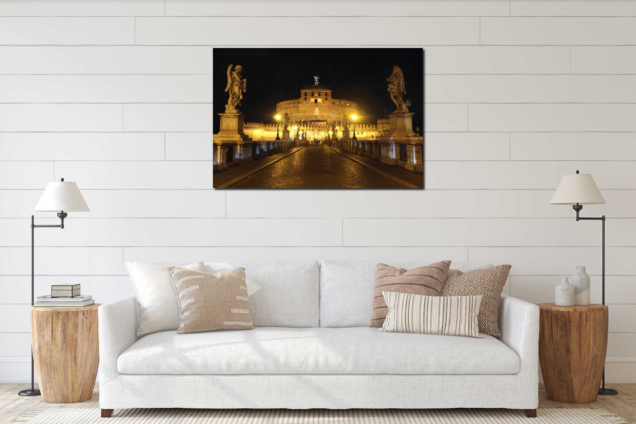 Castel Sant' Angelo night in Rome, Italy interior mockup