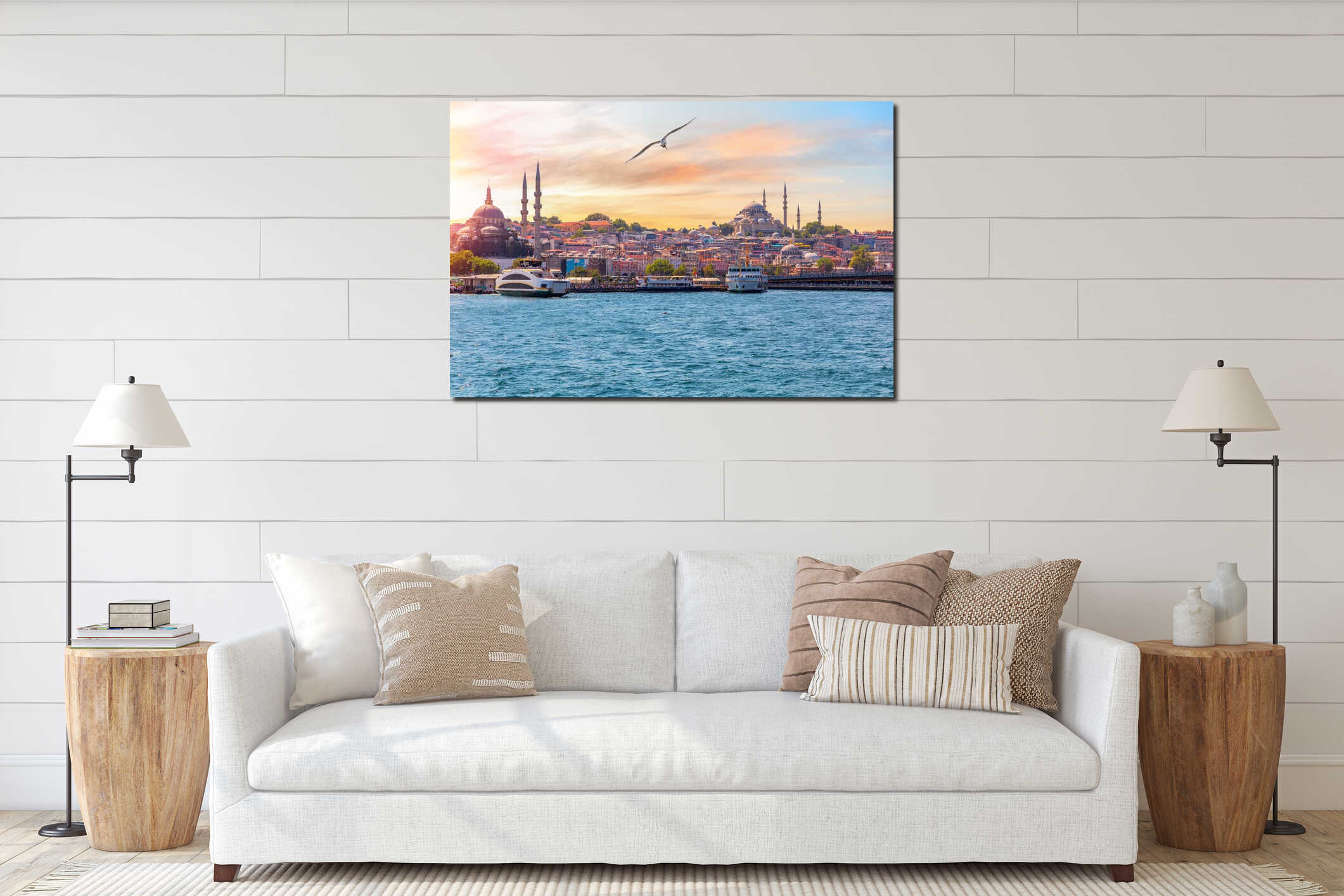The Suleymaniye Mosque and the Rustem Pasha Mosque, view from the Bosphorus, Istanbul, Turkey interior mockup