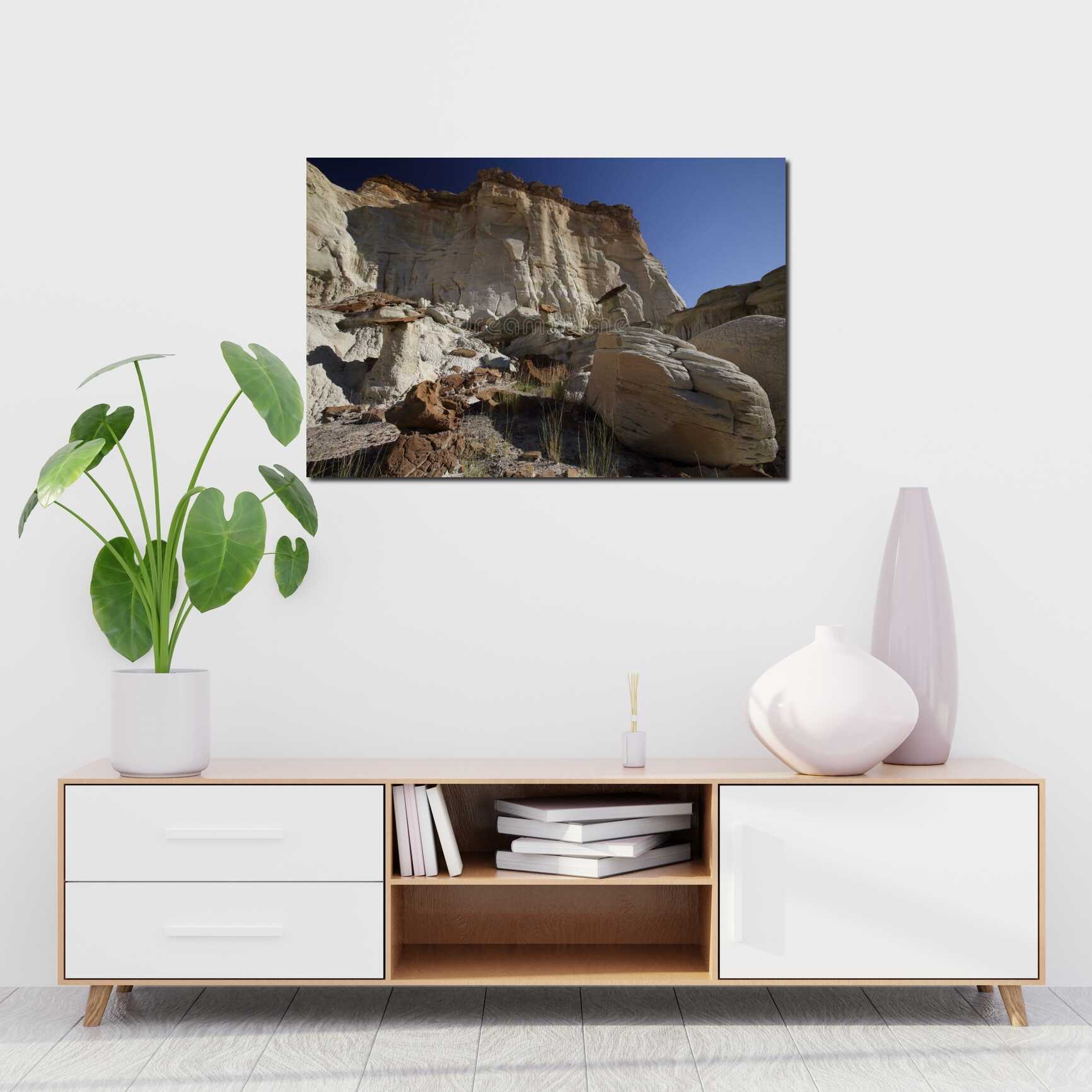 Canvas above sofa for size context