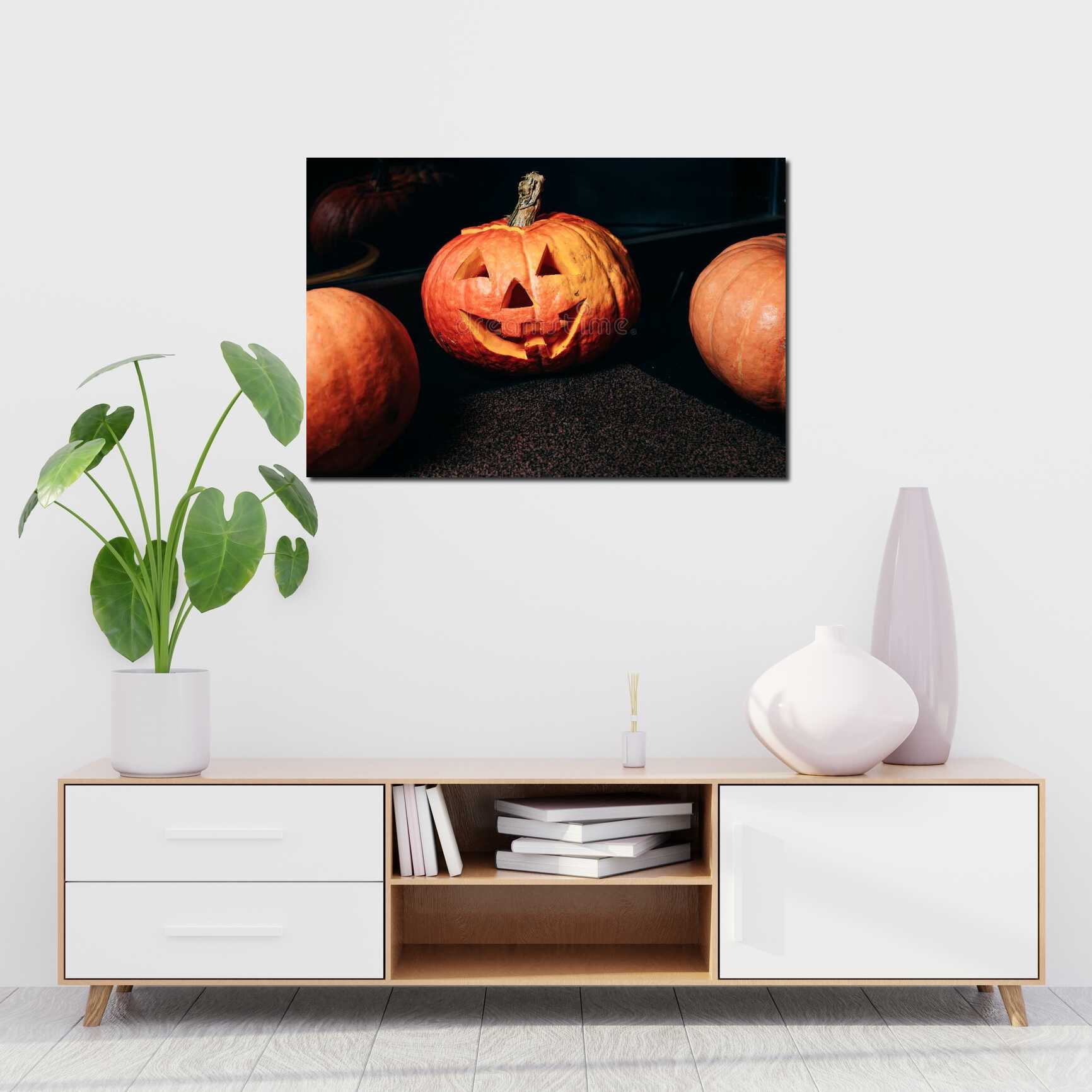 Canvas above sofa for size context