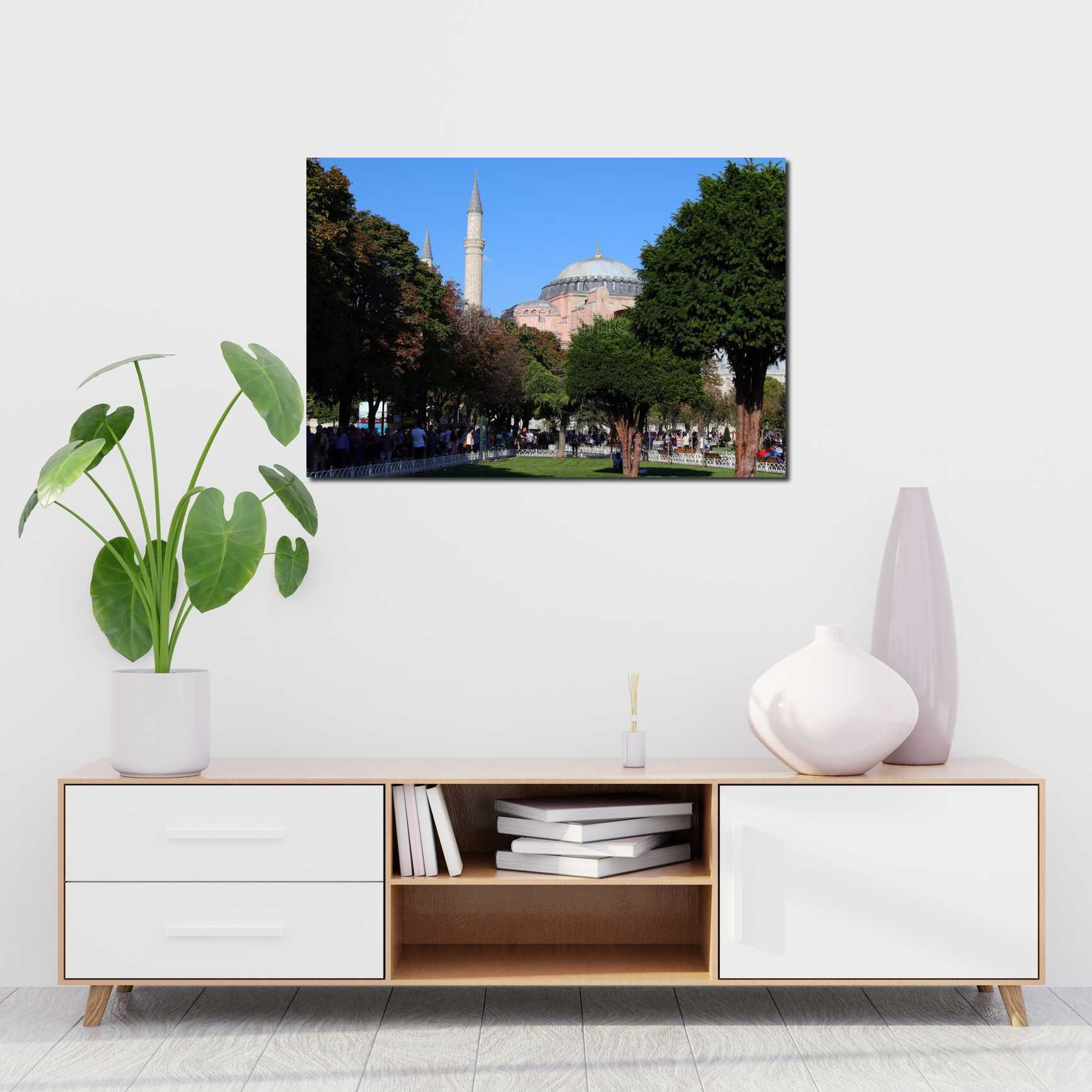 Canvas above sofa for size context