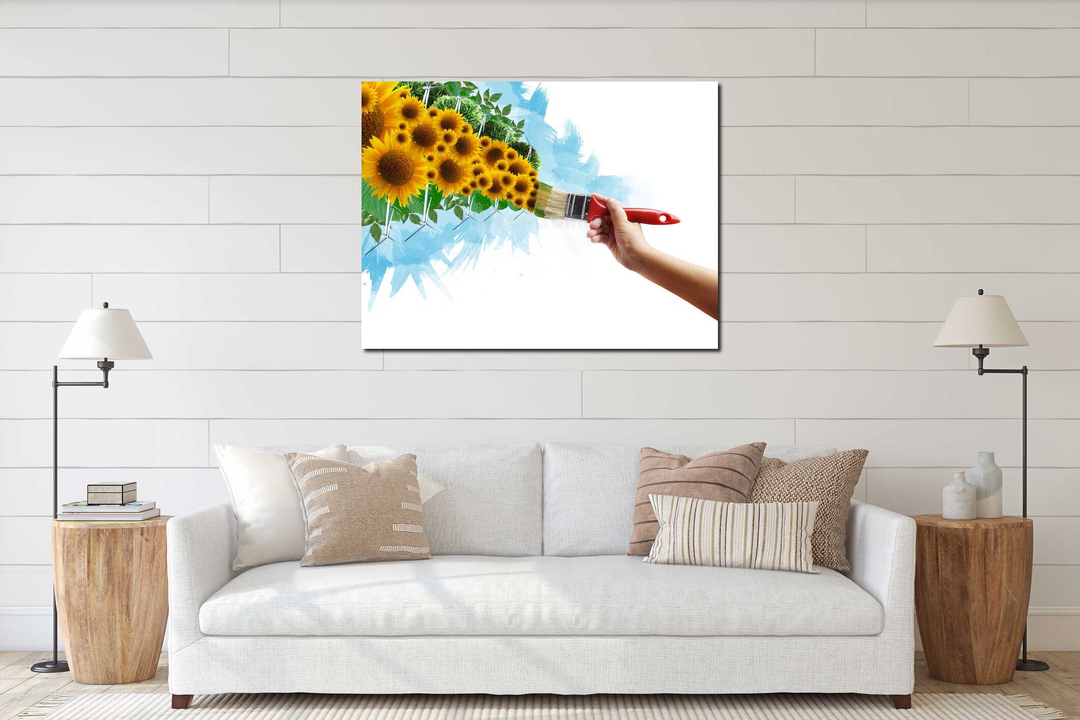 Canvas hanging interior mockup