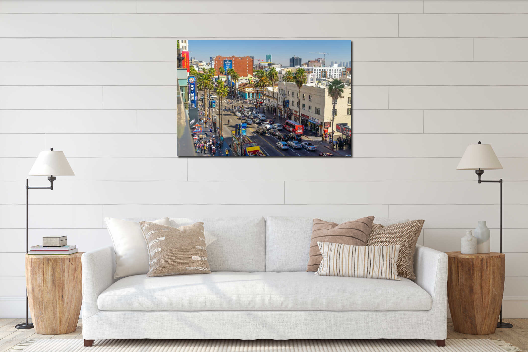 View of world famous Hollywood Boulevard district in Los Angeles, California, USA interior mockup