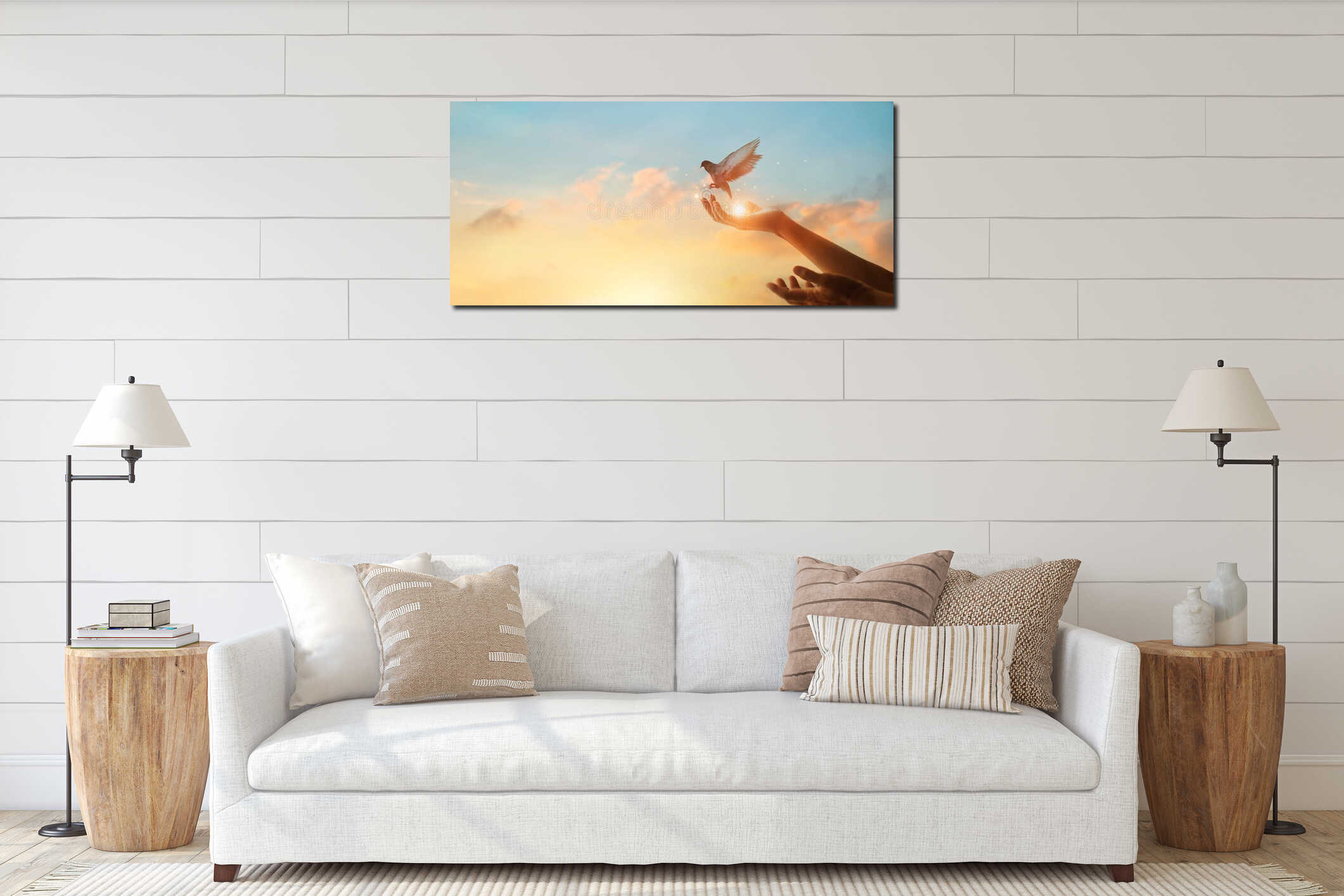 Canvas hanging interior mockup