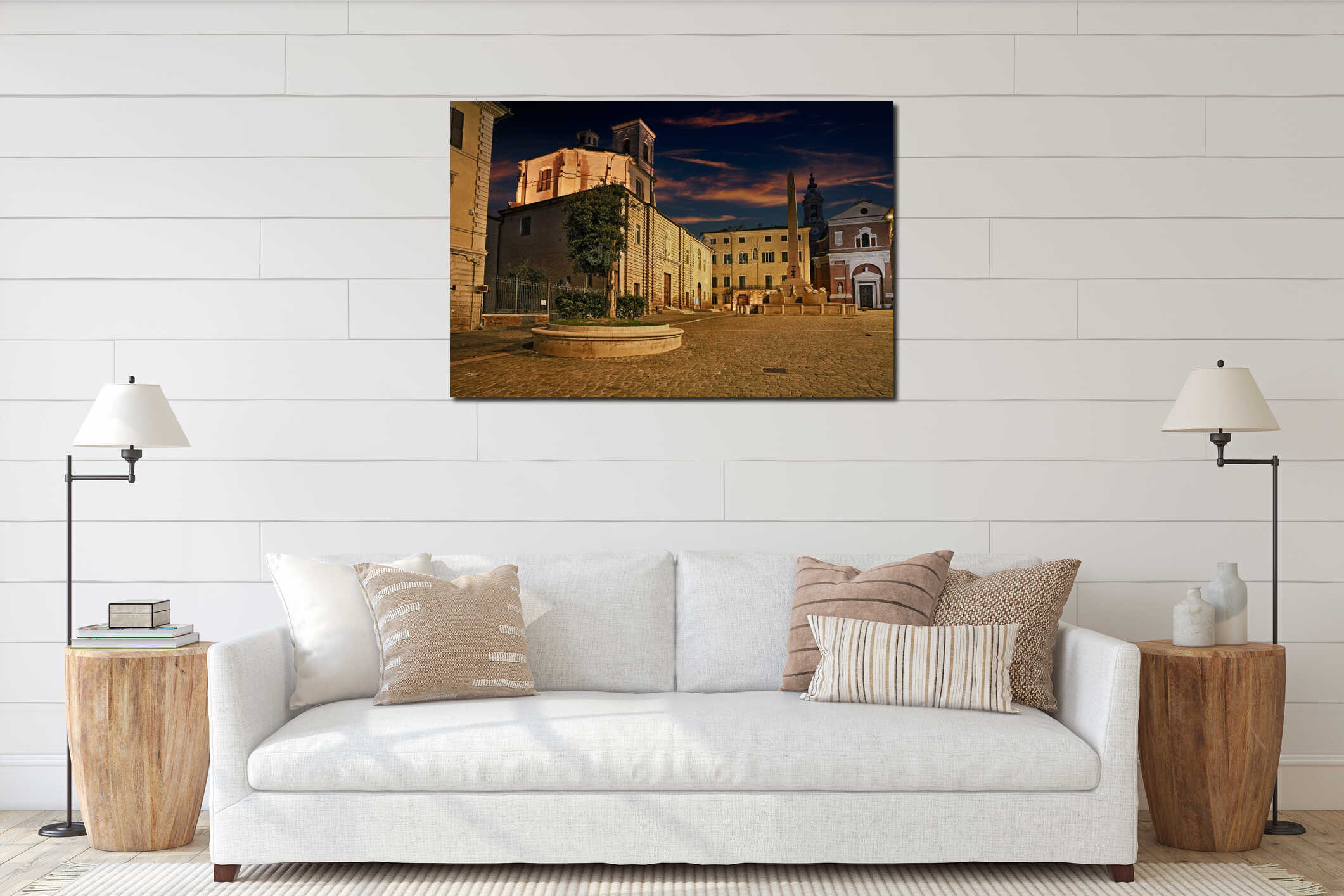 Jesi, Ancona, Marche, Italy: the medieval square Federico II interior mockup