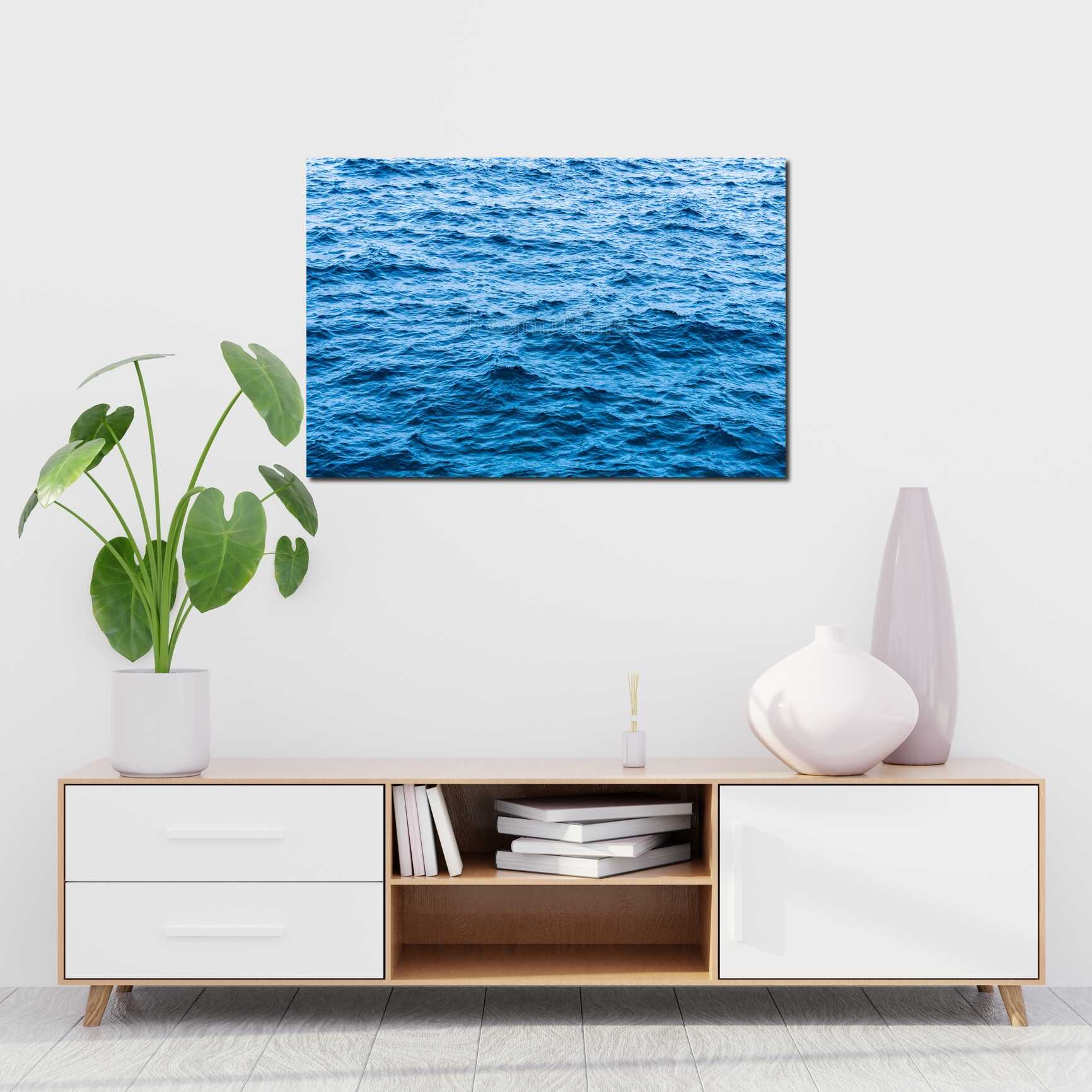 Canvas above sofa for size context