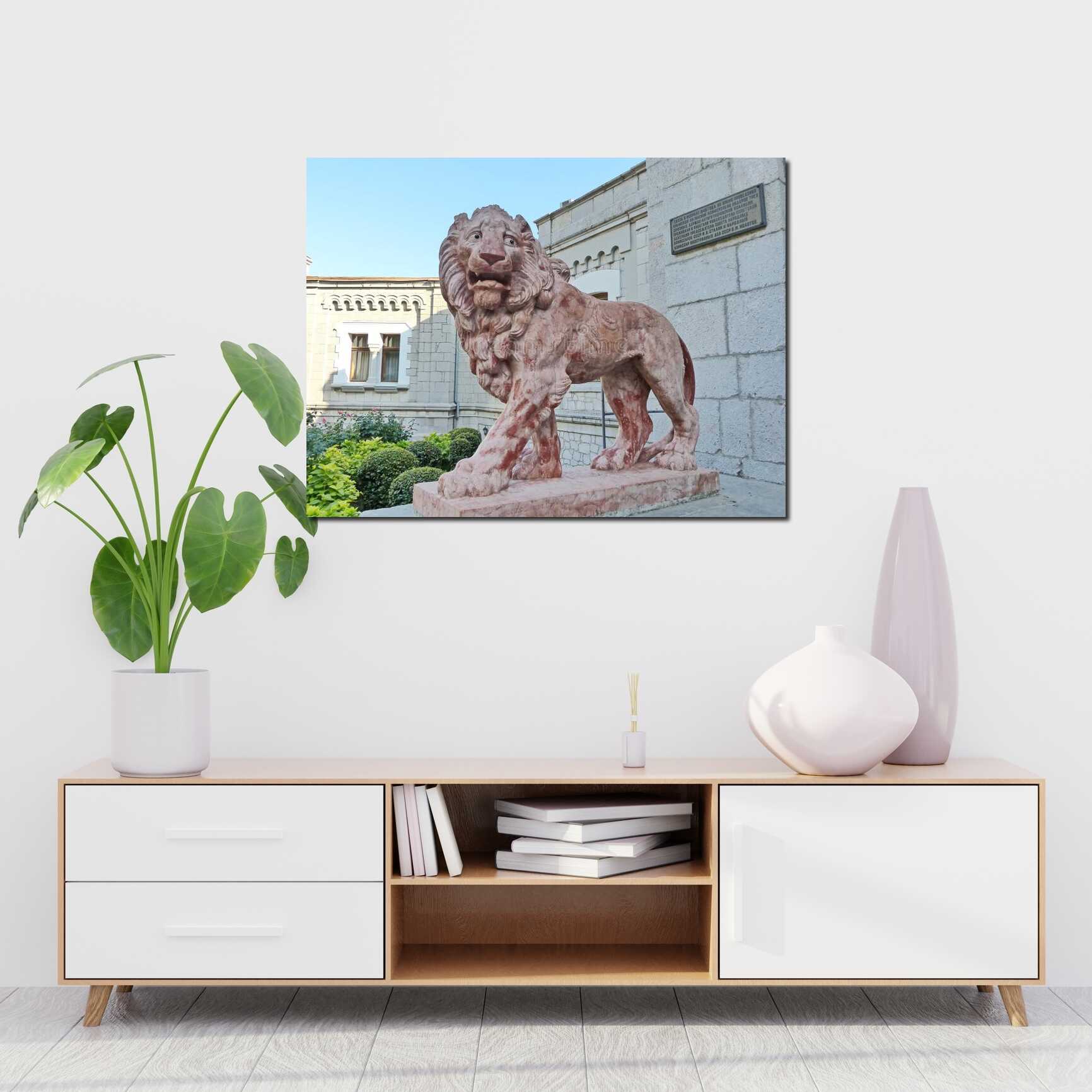 Canvas above sofa for size context