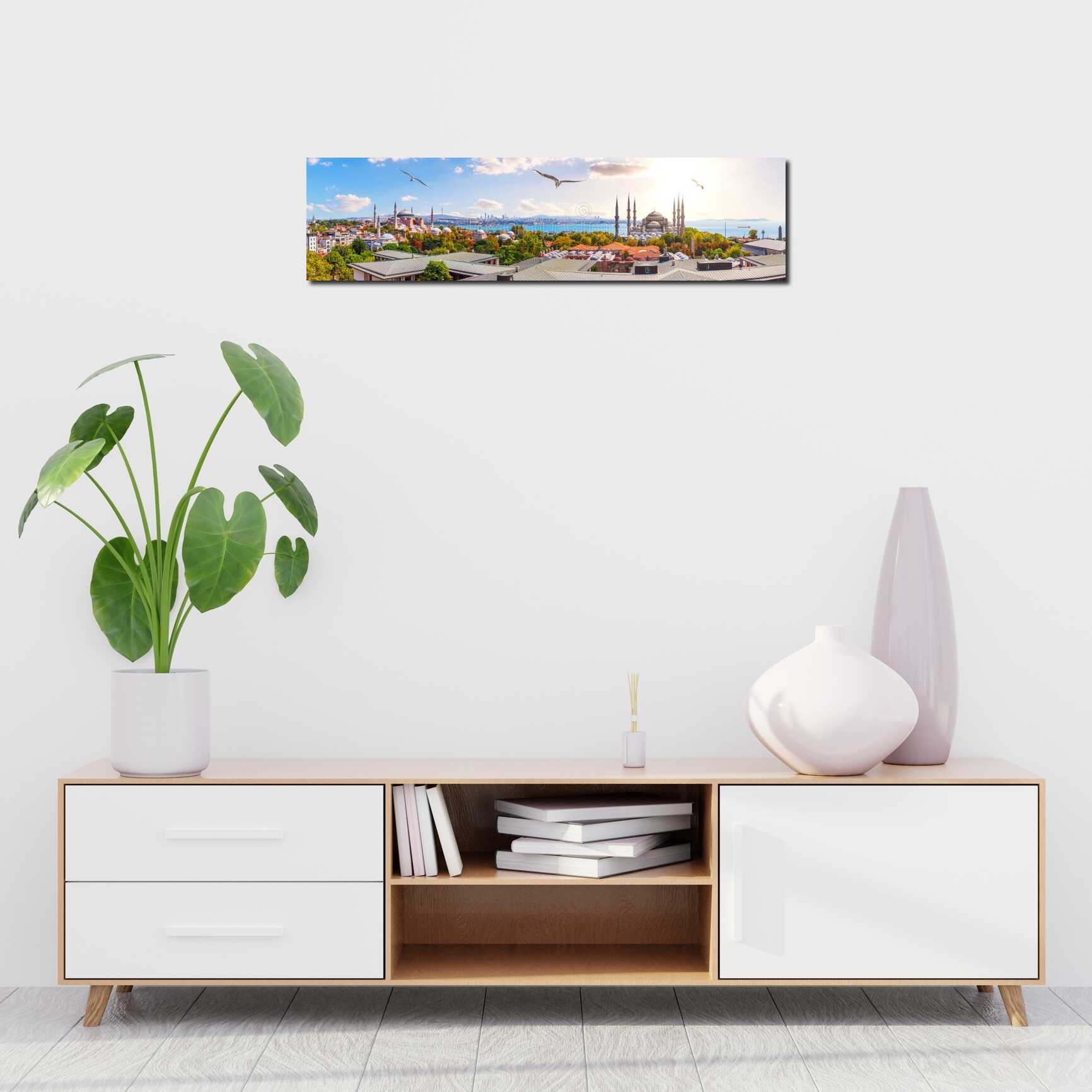 Canvas above sofa for size context