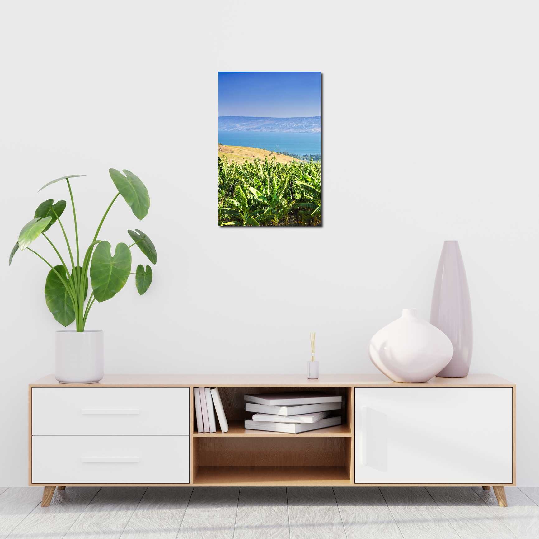 Canvas above sofa for size context