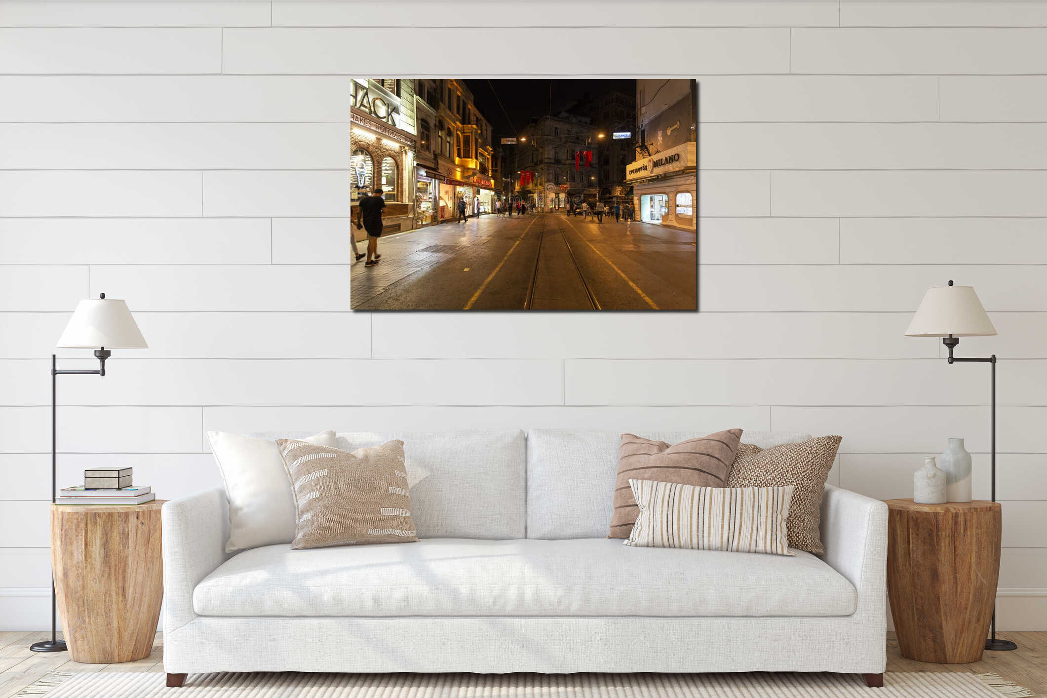 Istanbul beyoglu istiklal avenue night view street breaks cafes and b interior mockup