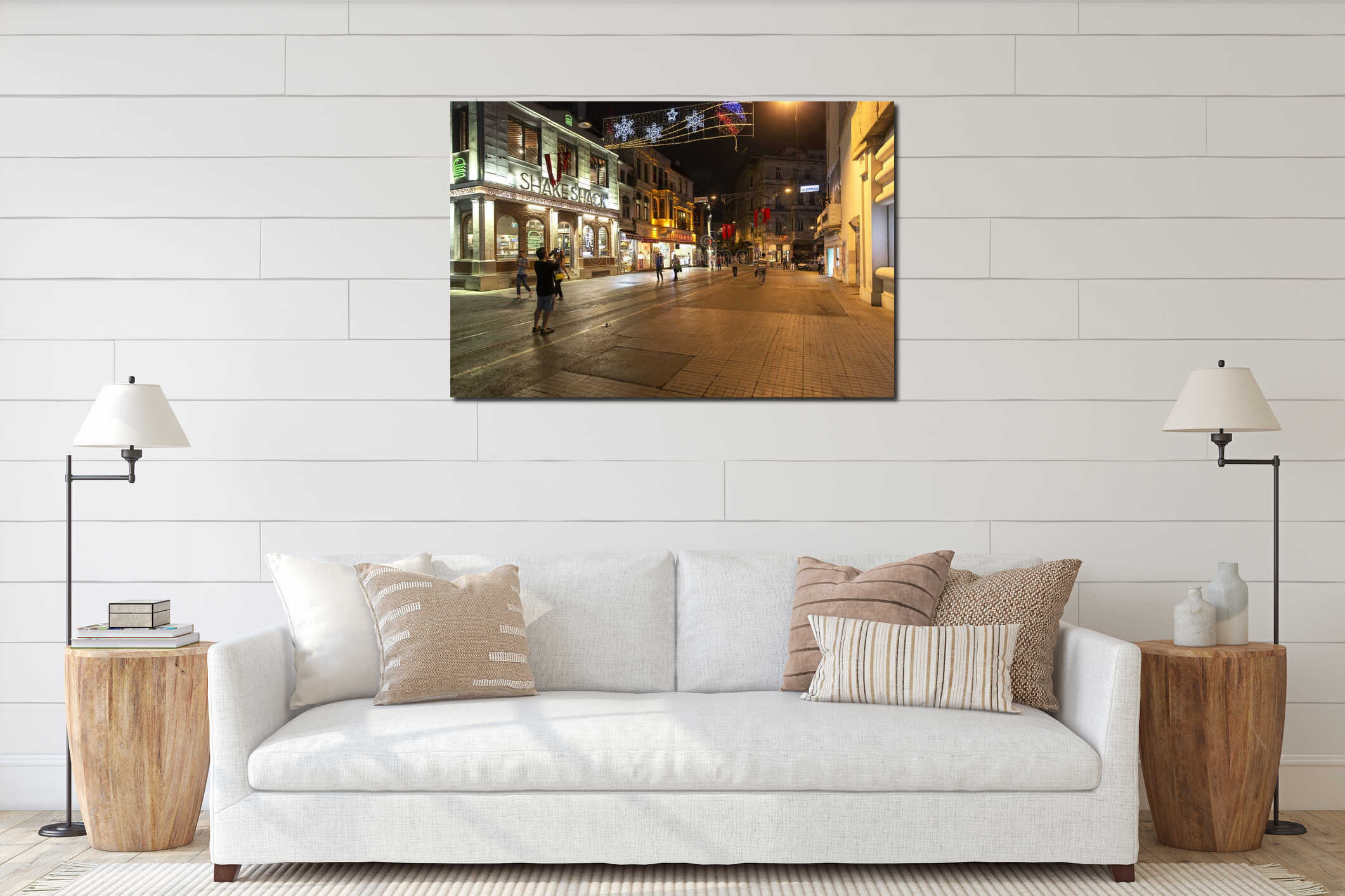 Istanbul beyoglu istiklal avenue night view street breaks cafes and b interior mockup