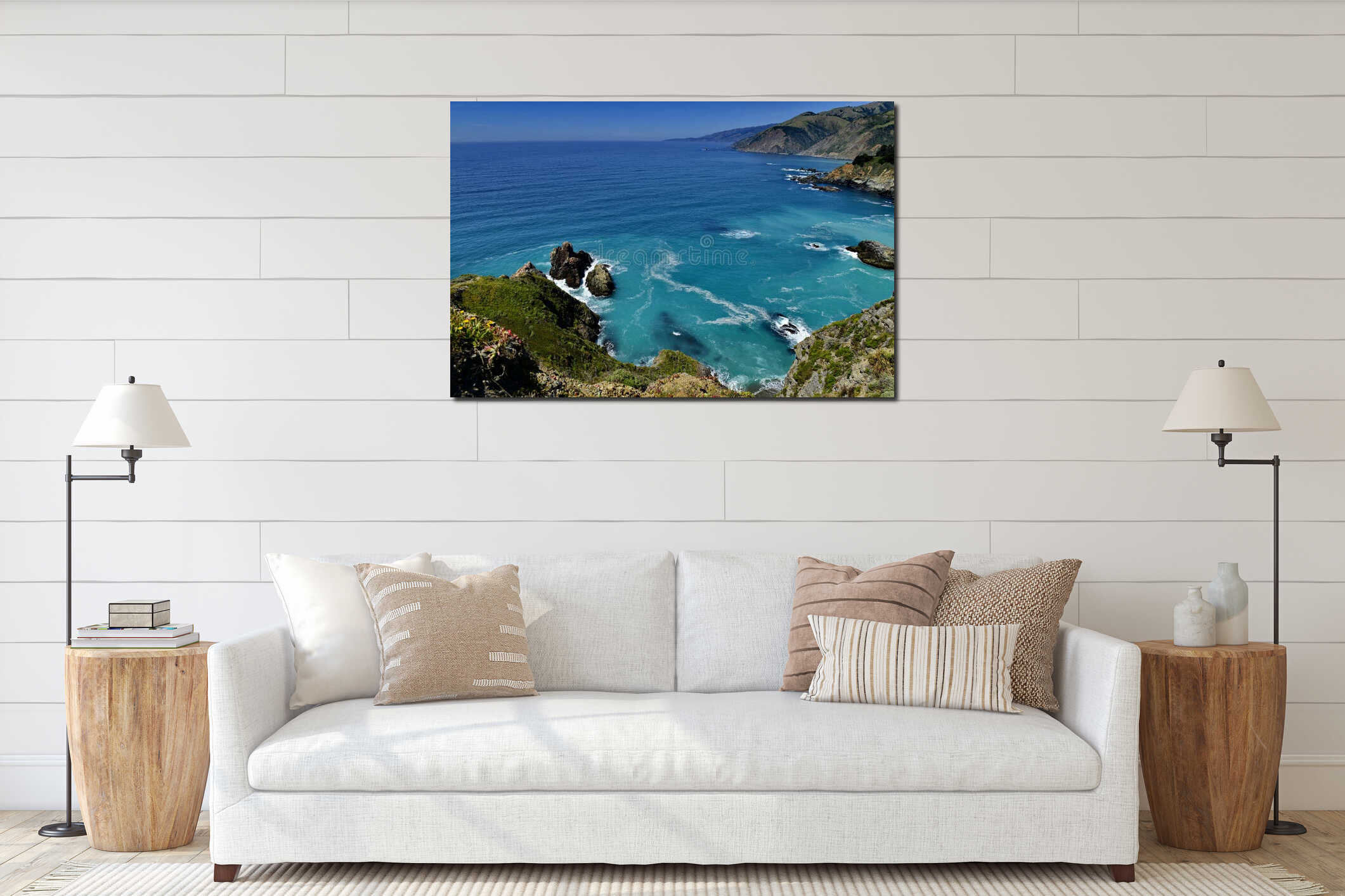 Beautiful coastline scenery on Pacific Coast interior mockup