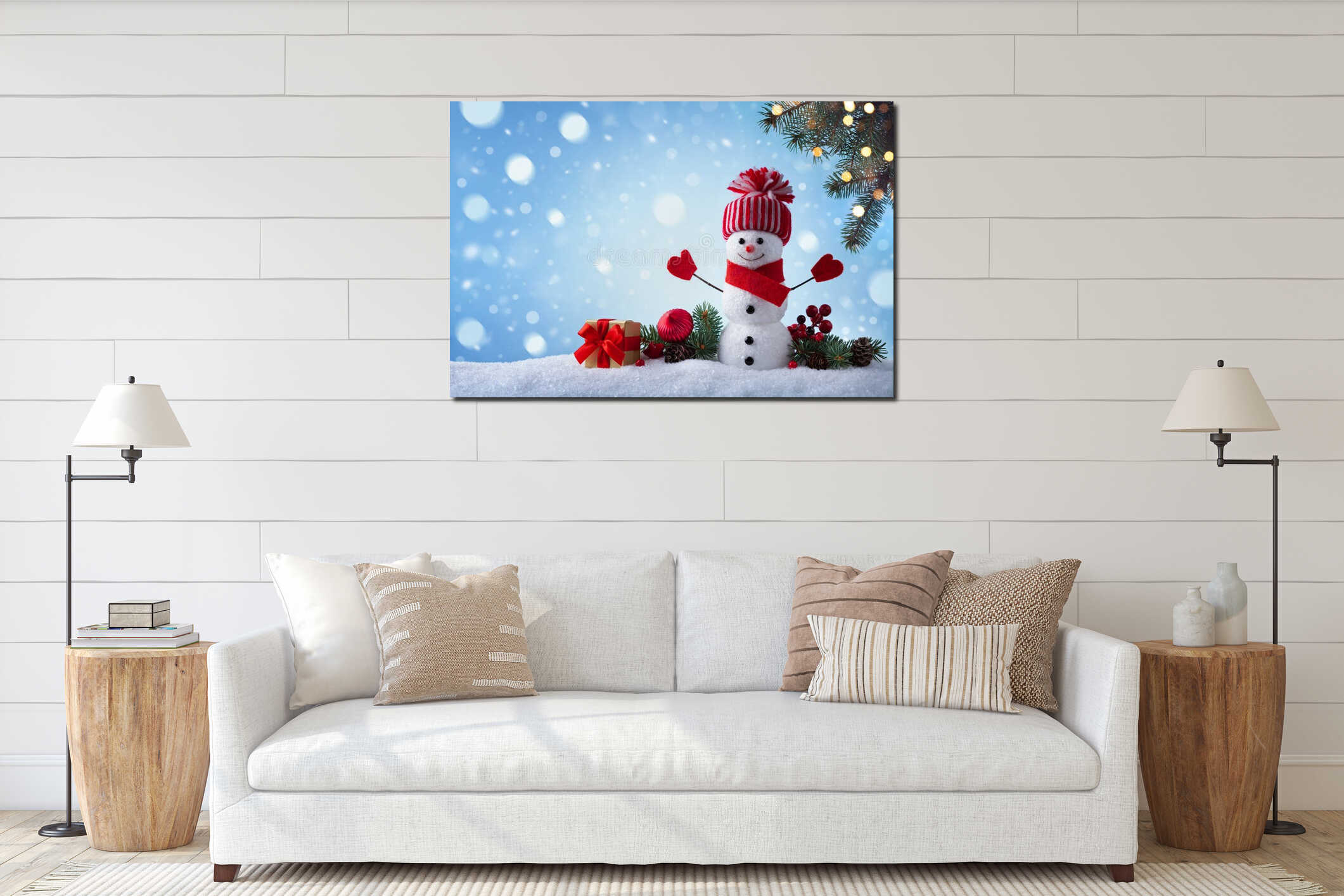 Canvas hanging interior mockup
