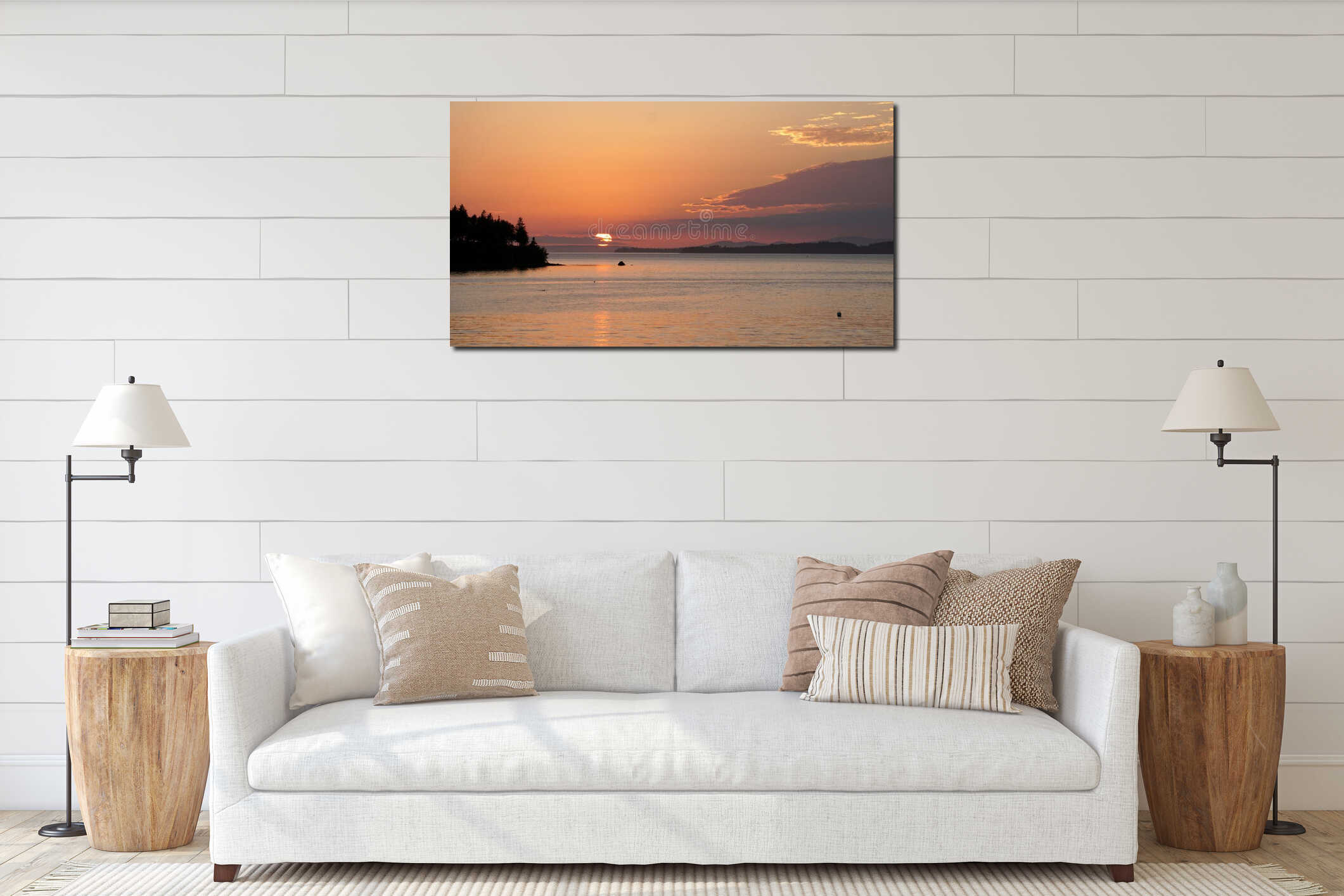 Breathtaking shot of the sunset across Penobscot Bay viewed from Northwest Harbor Deer Isle, Maine interior mockup