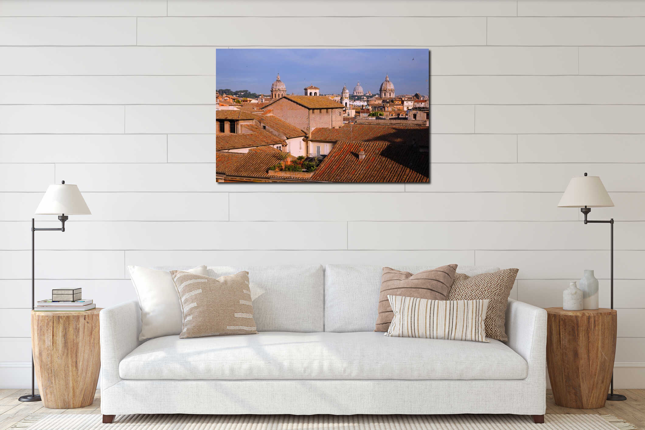 View on the roofs of ancient Rome from the Capitoline Hill interior mockup
