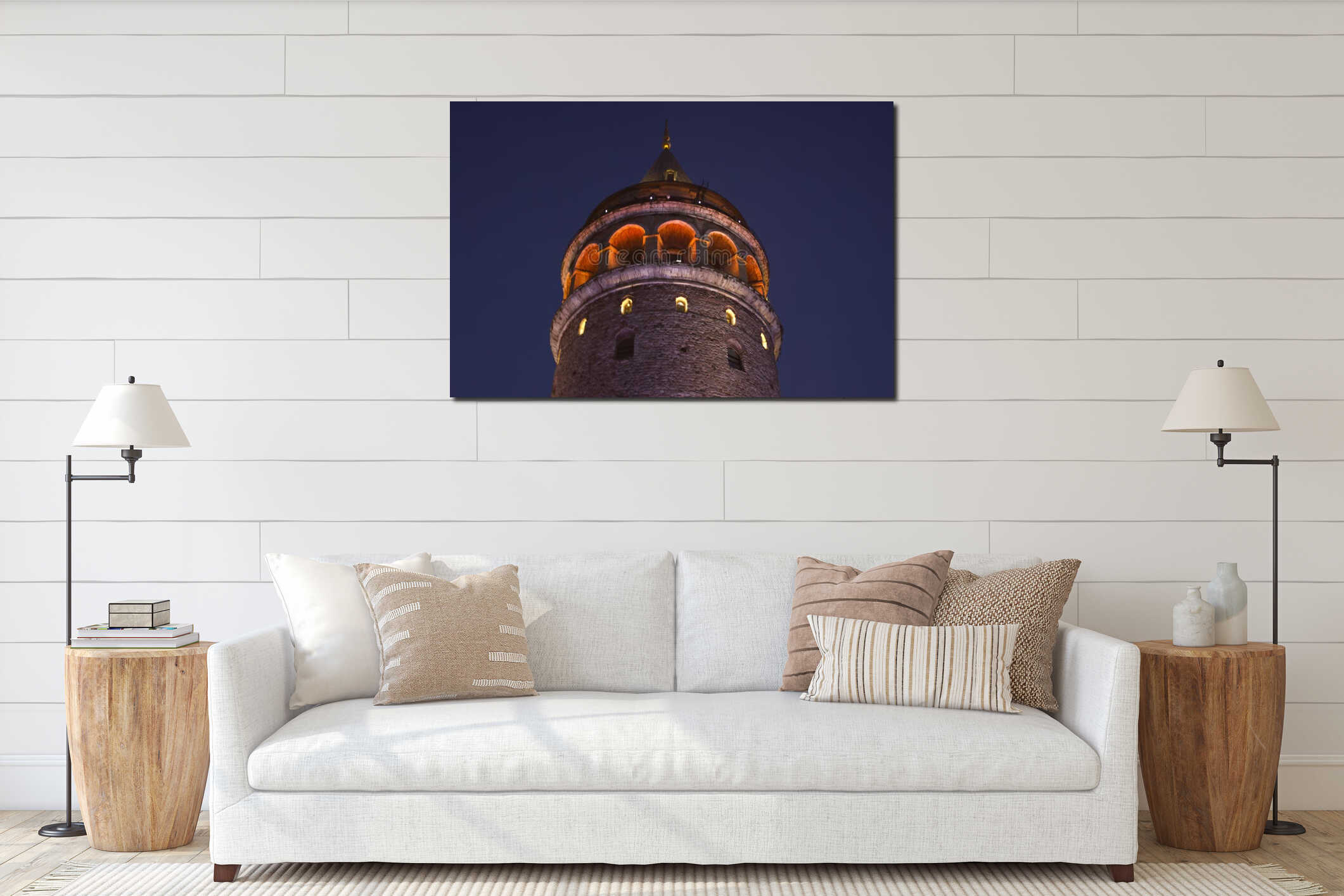 Galata tower night scene detail interior mockup