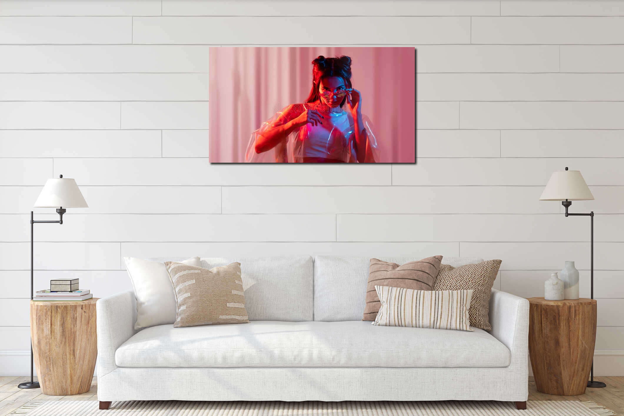 Canvas hanging interior mockup