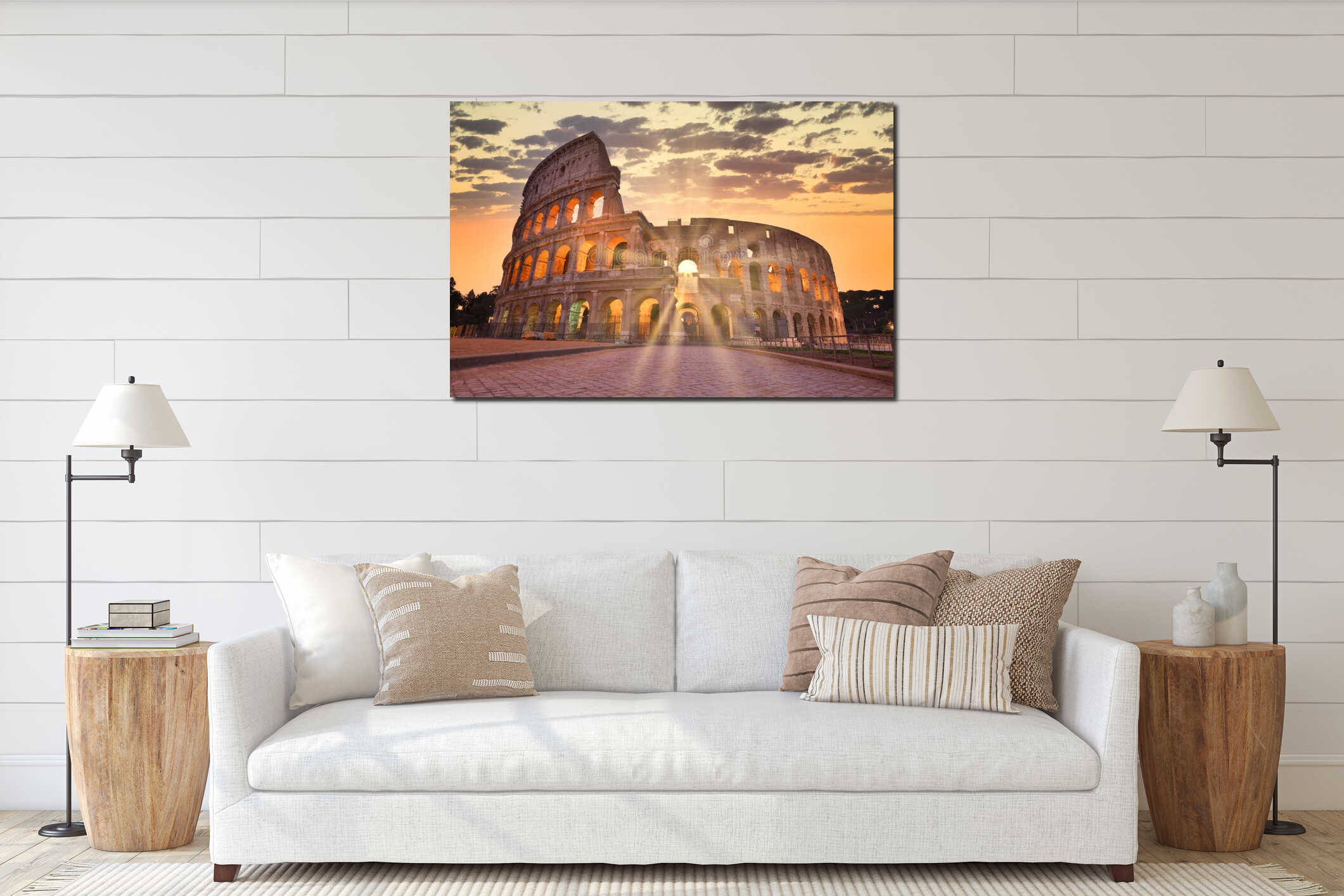 Night view of Colosseum in Rome, Italy. Rome architecture and landmark. Rome Colosseum is one of the main attractions of Rome and interior mockup