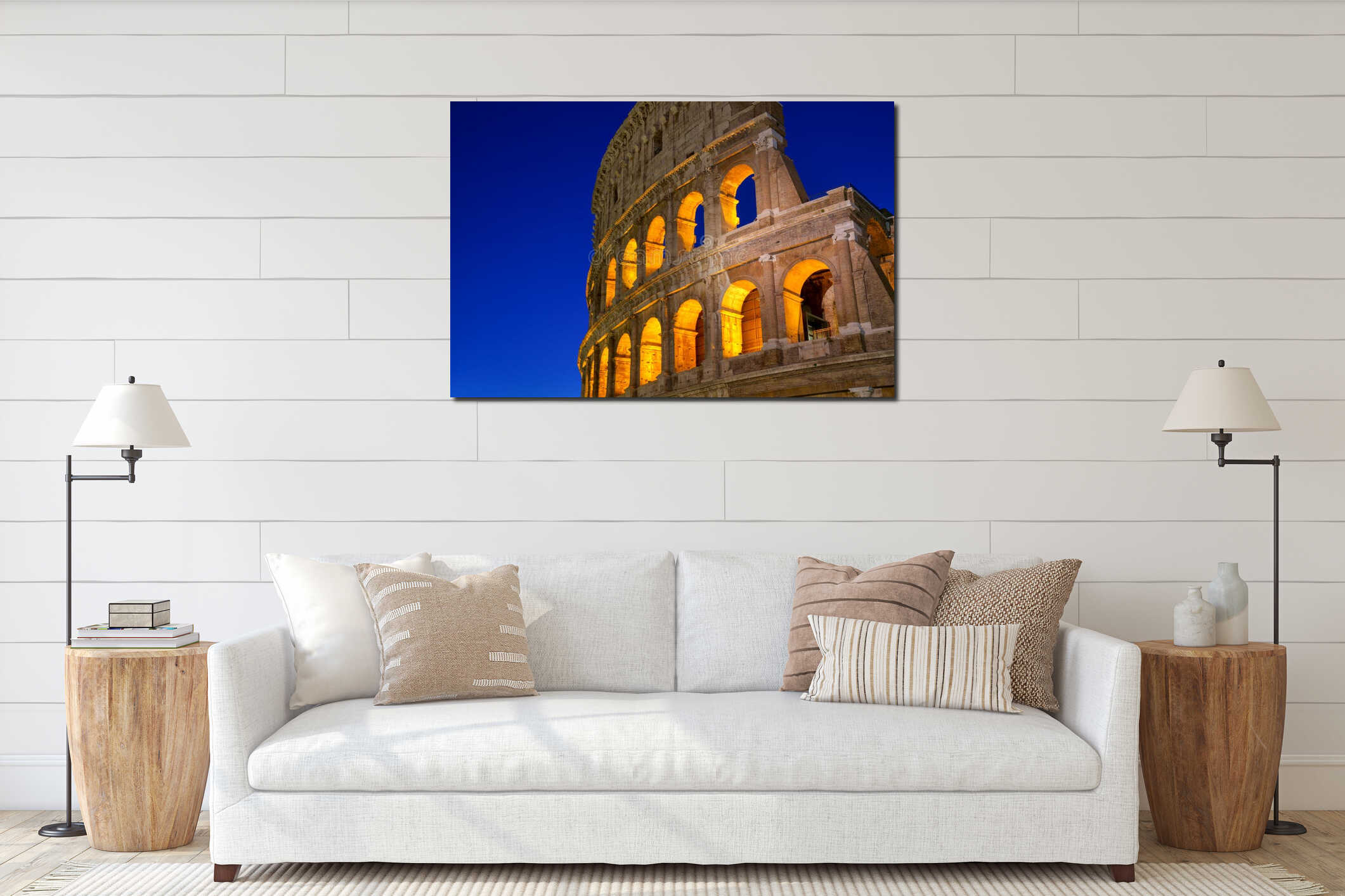 Colosseum at sunset, Rome. Rome best known architecture and landmark. Rome Colosseum is one of the main attractions of Rome and interior mockup