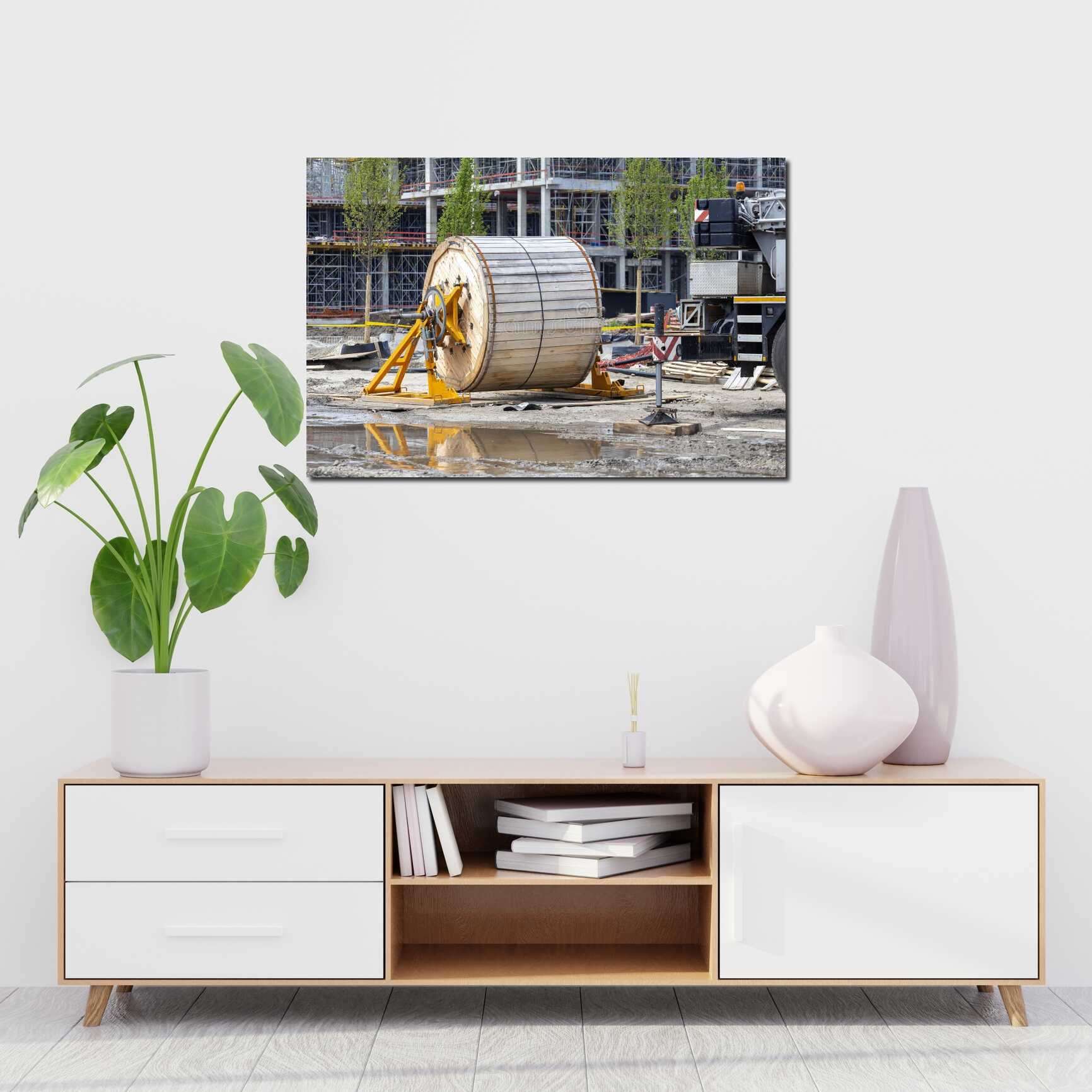 Canvas above sofa for size context