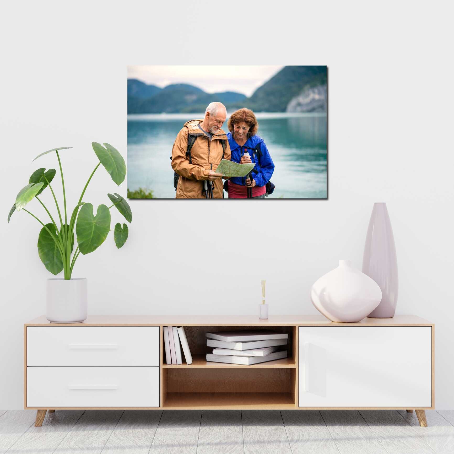 Canvas above sofa for size context