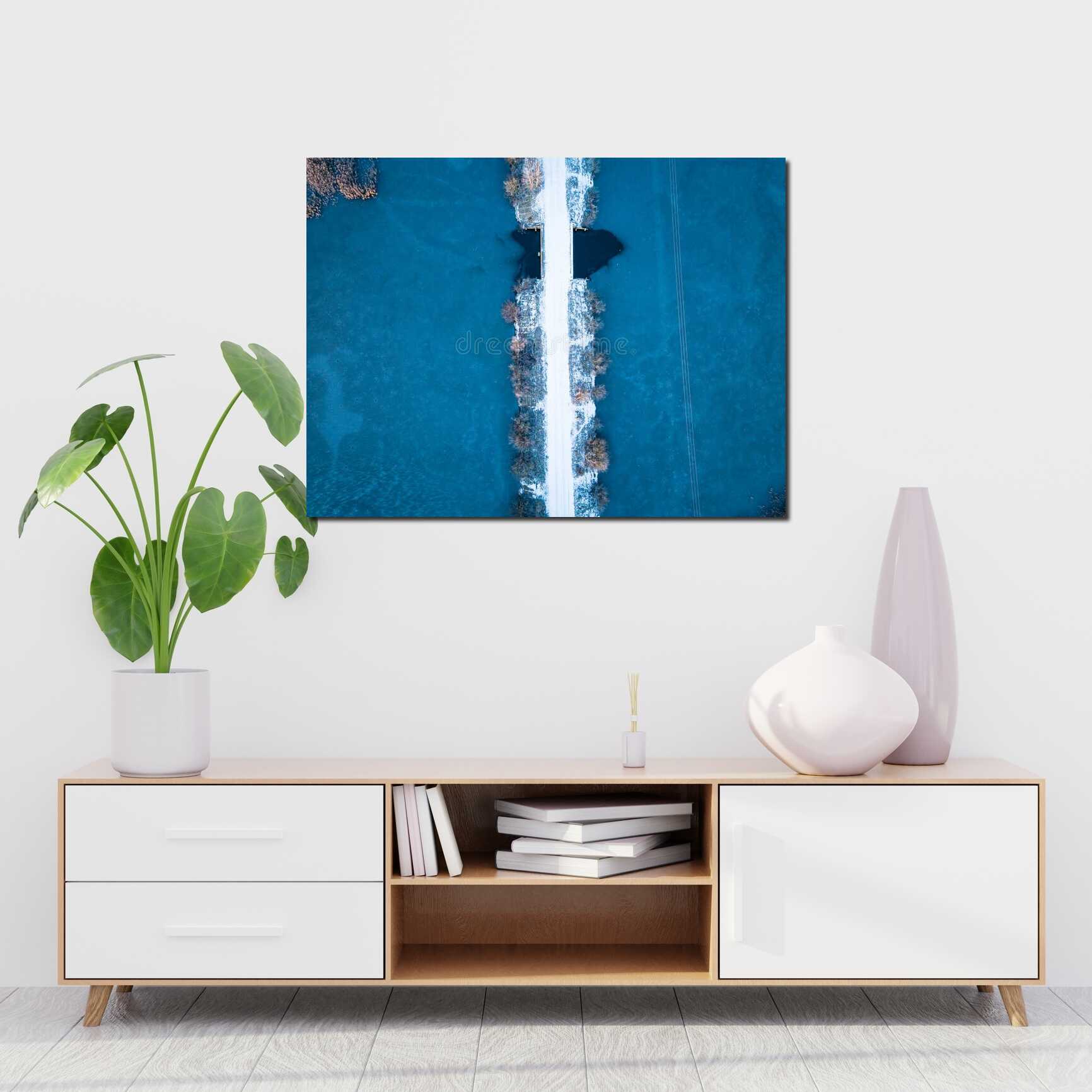 Canvas above sofa for size context