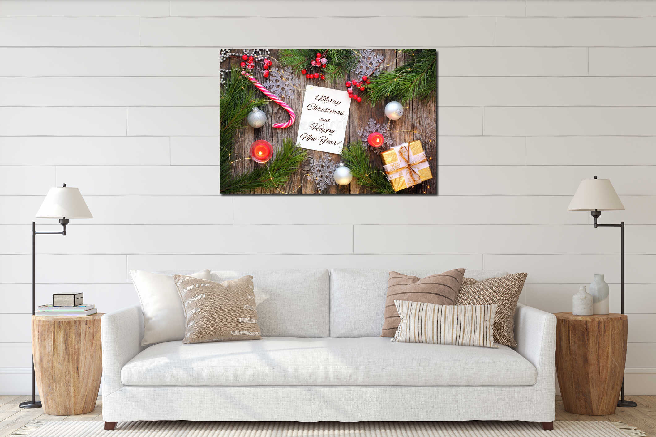Merry Christmas and Happy New Year Greeting Card interior mockup