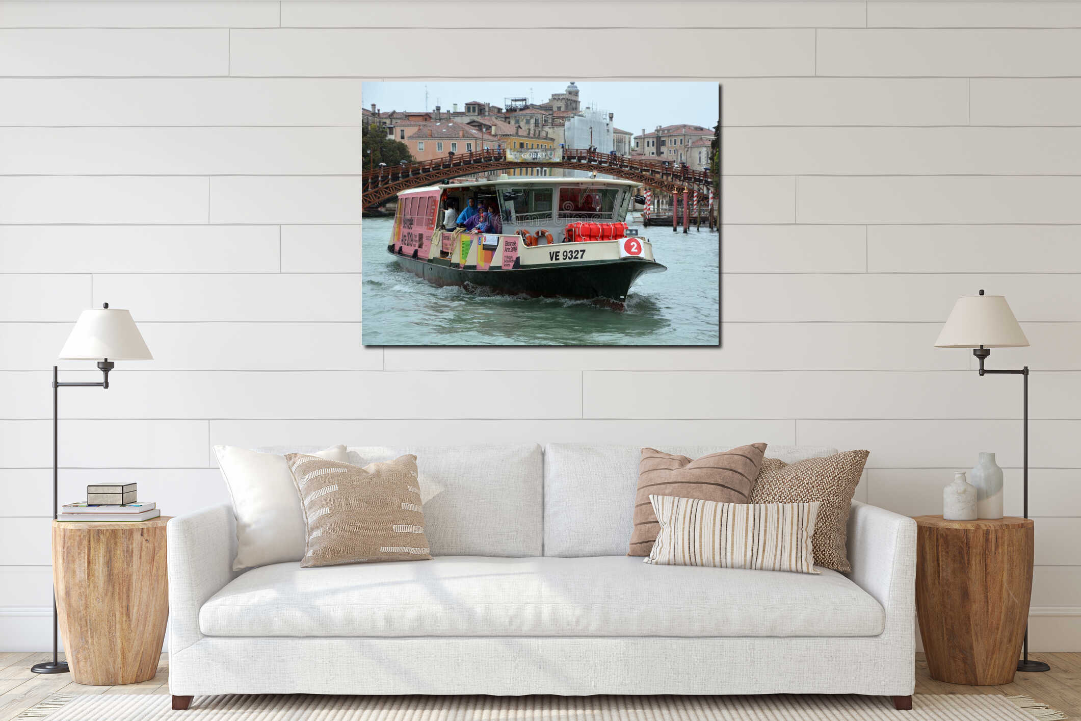 Venetian water bus Vaporetto interior mockup