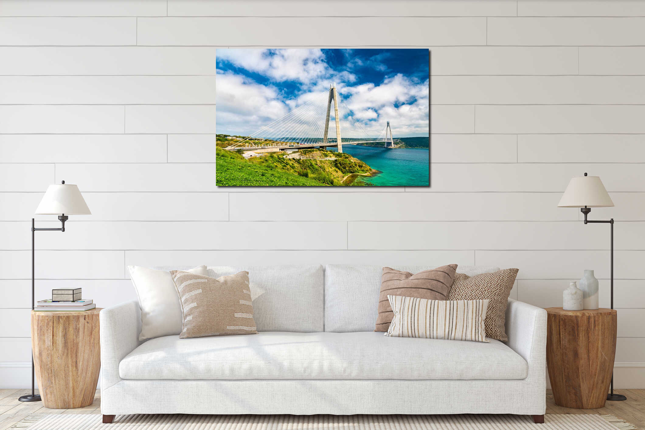 Yavuz Sultan Selim Bridge over the Bosphorus strait in Turkey interior mockup