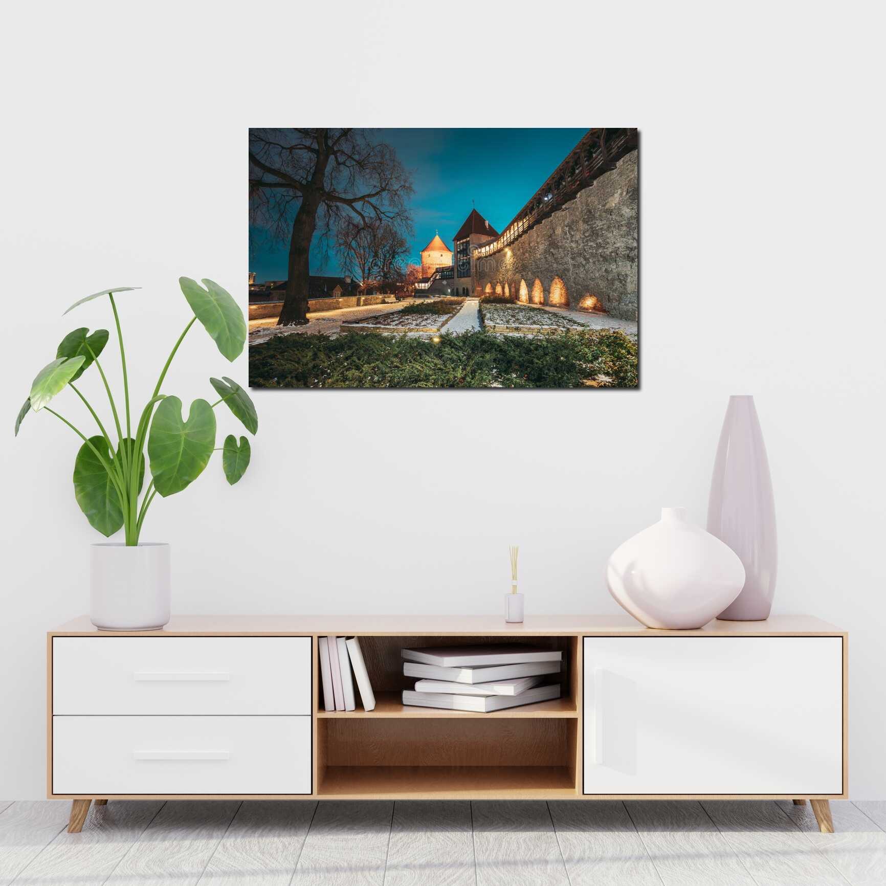 Canvas above sofa for size context