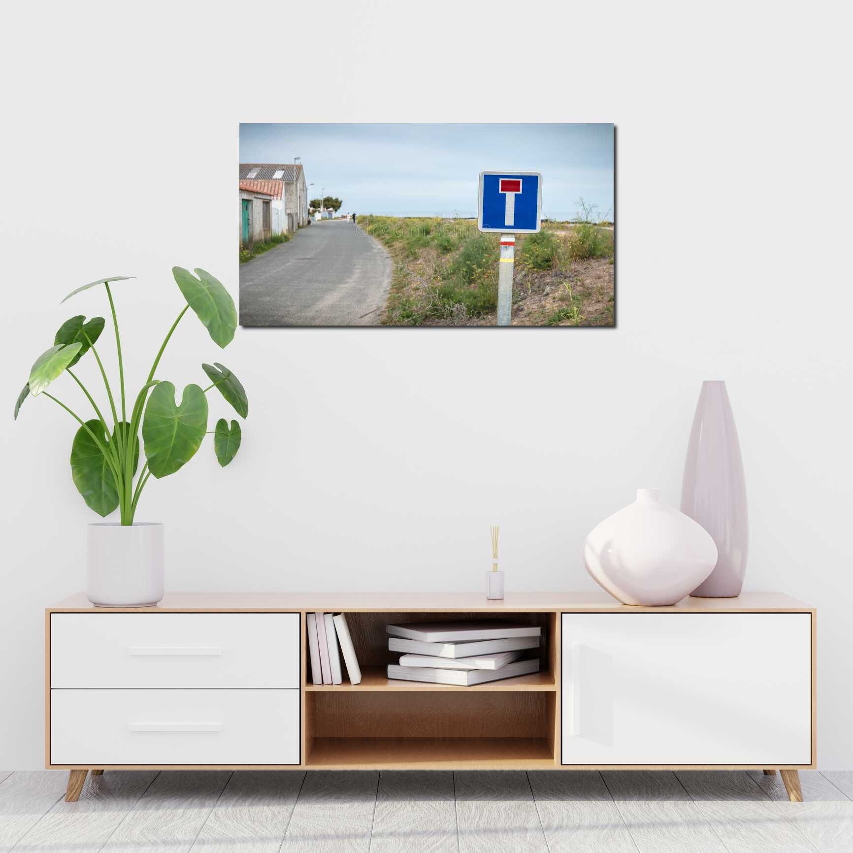 Canvas above sofa for size context