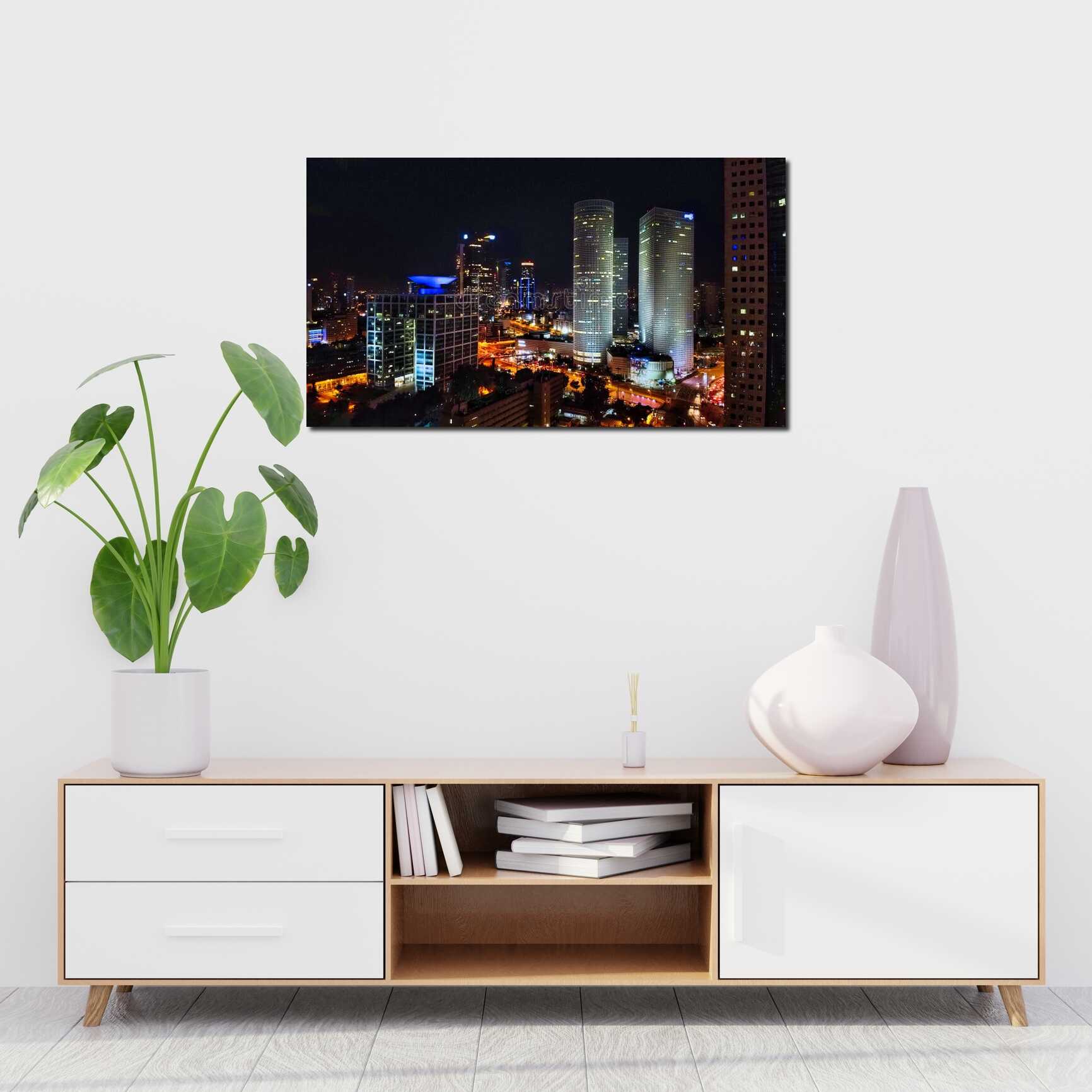 Canvas above sofa for size context