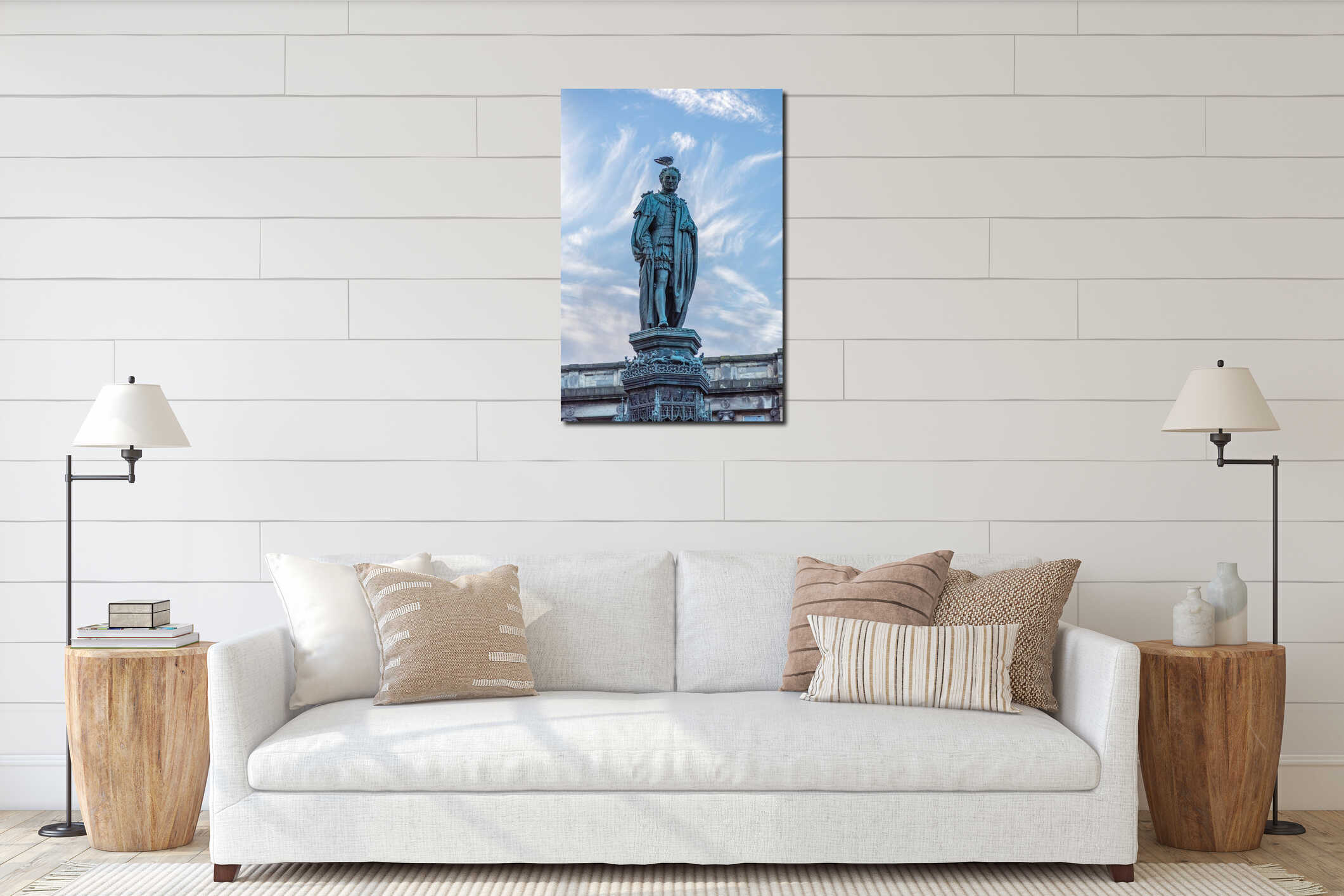 Statue of Walter Montagu Douglas Scott, 5th Duke of Buccleuch on the Parliament Square in Edinburgh, Scotland interior mockup