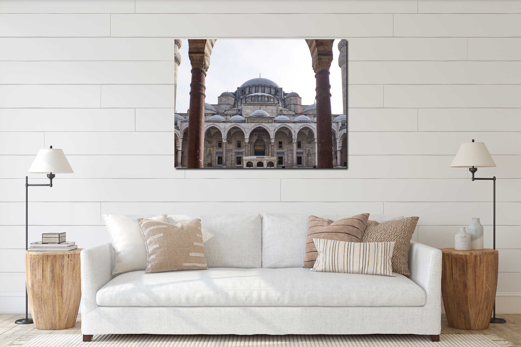 Istanbul, Turkey - December 2019. Suleymaniye Mosque inner courtyard interior mockup