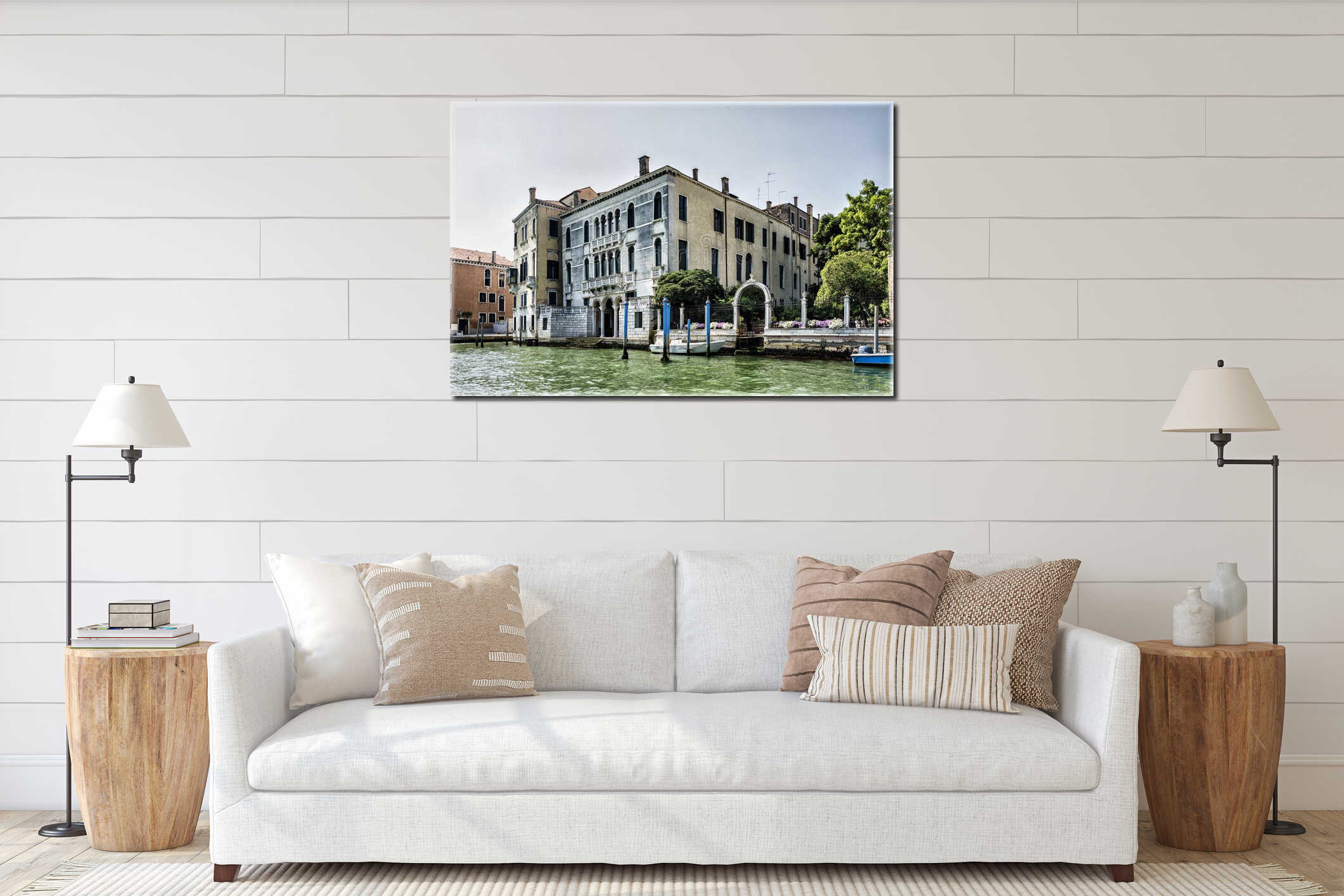 The palaces and historical houses from the Grand Canal, Venice, Italy interior mockup