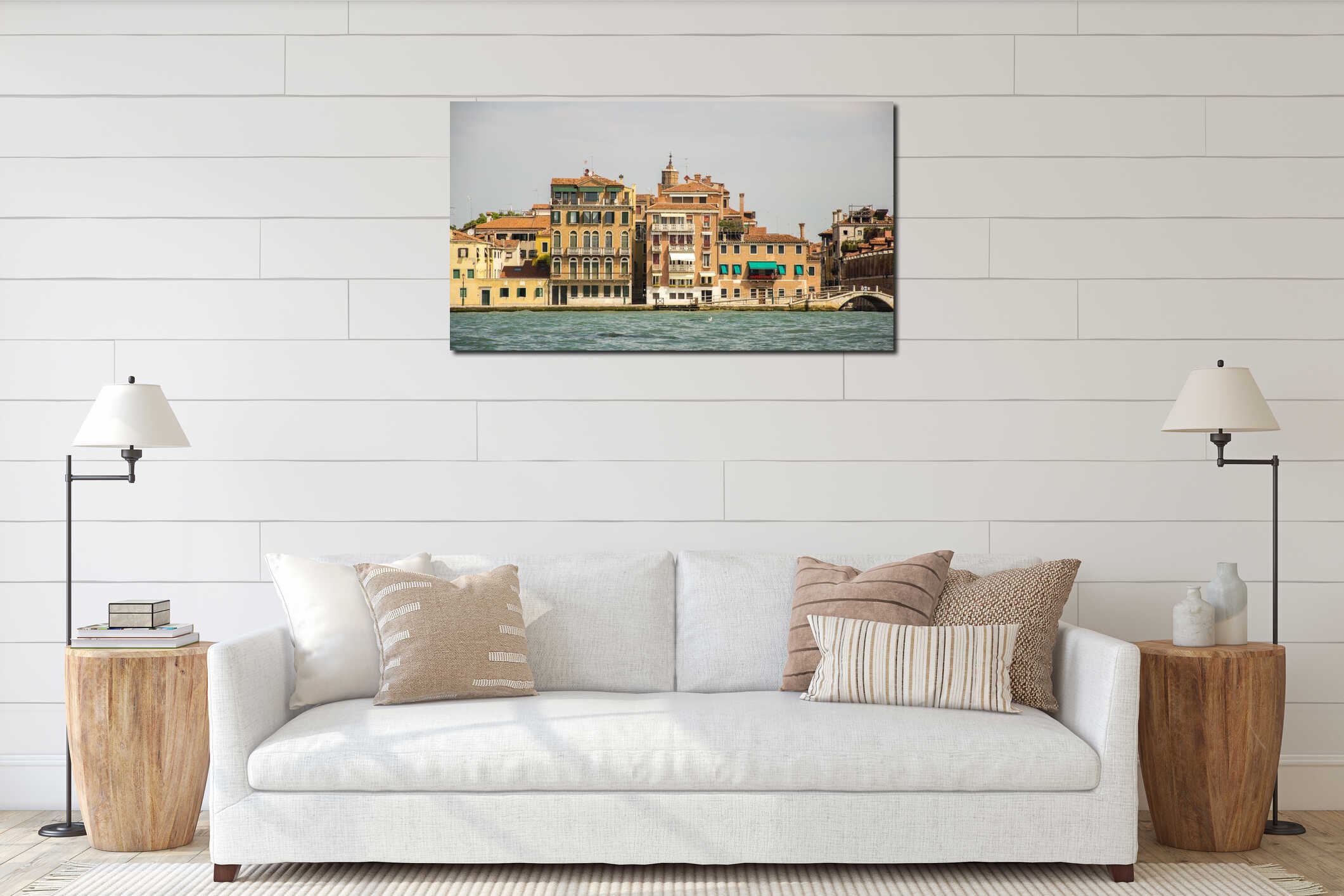 The palaces and historical houses from the Grand Canal, Venice, Italy interior mockup