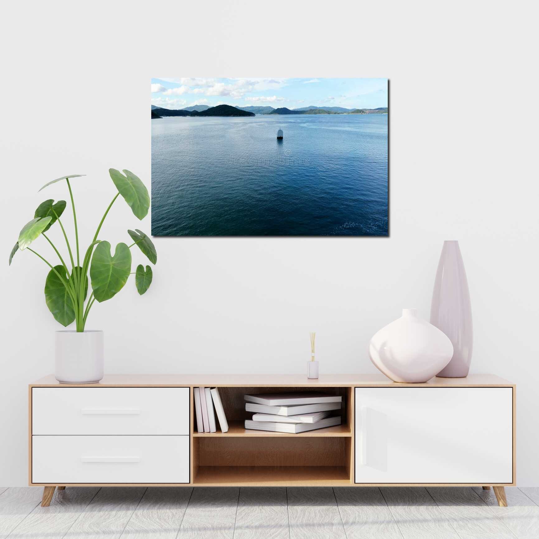 Canvas above sofa for size context