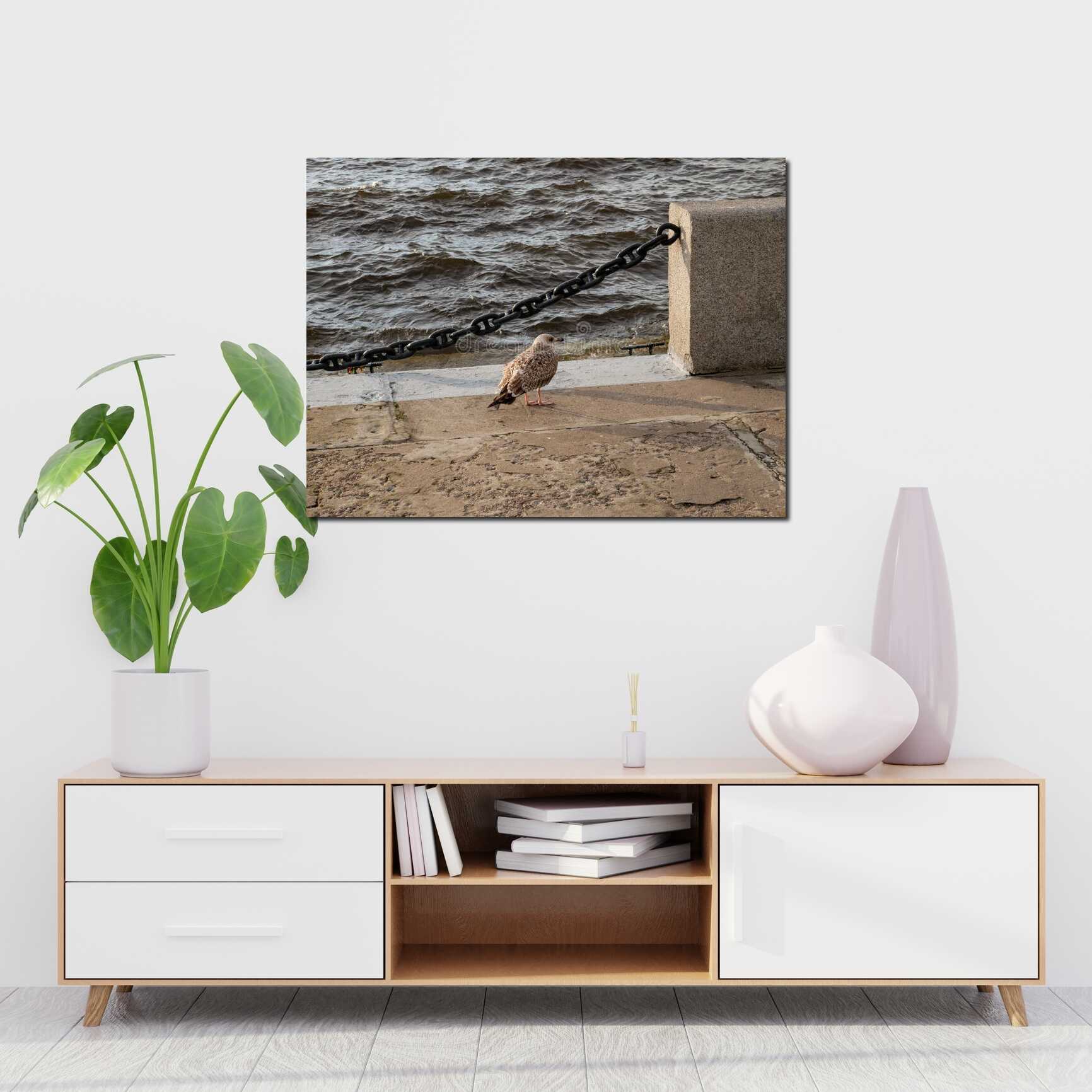 Canvas above sofa for size context