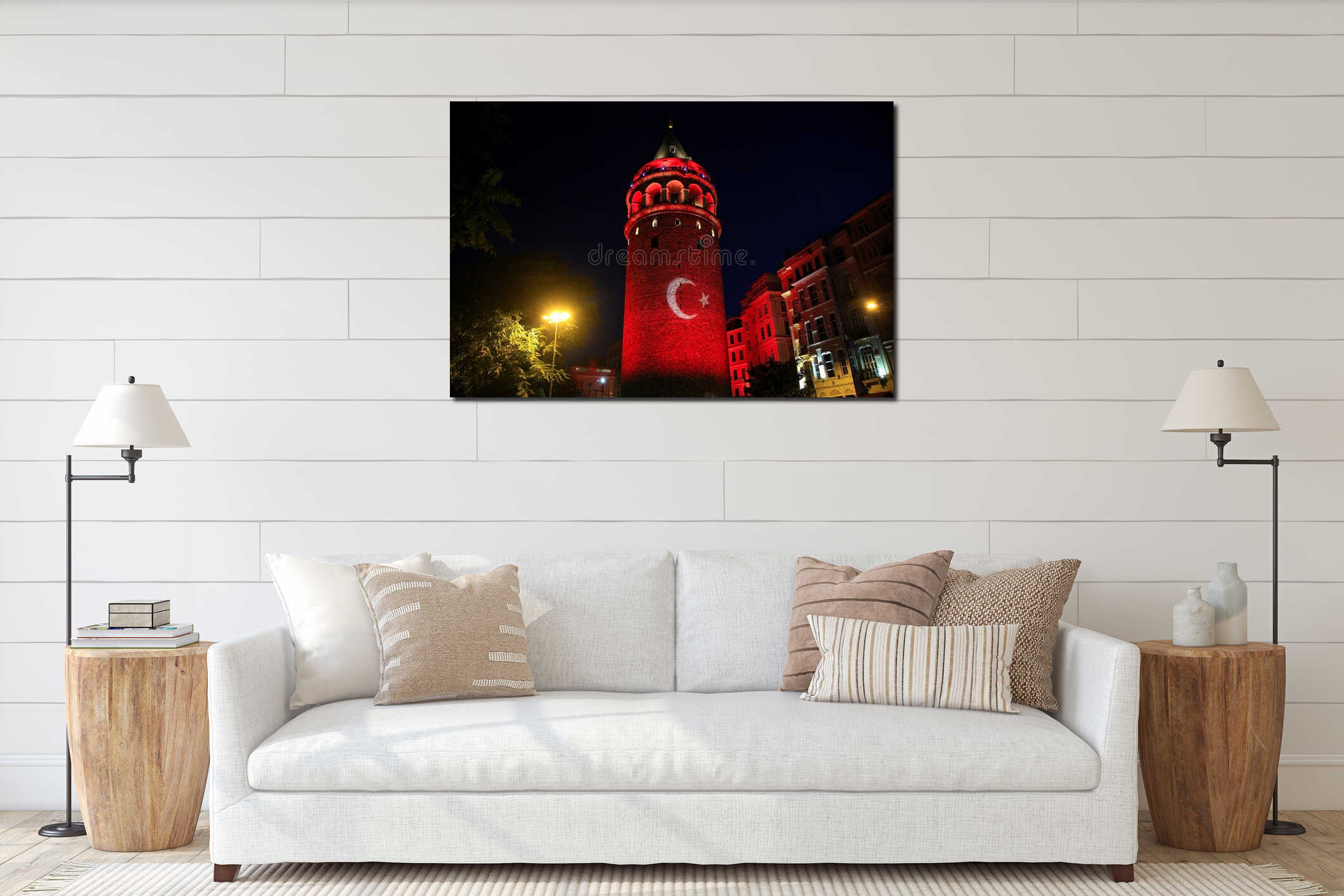 Istanbul, Turkey - October 29, 2019. Galata Tower in Beyoglu Istanbul. Republic interior mockup