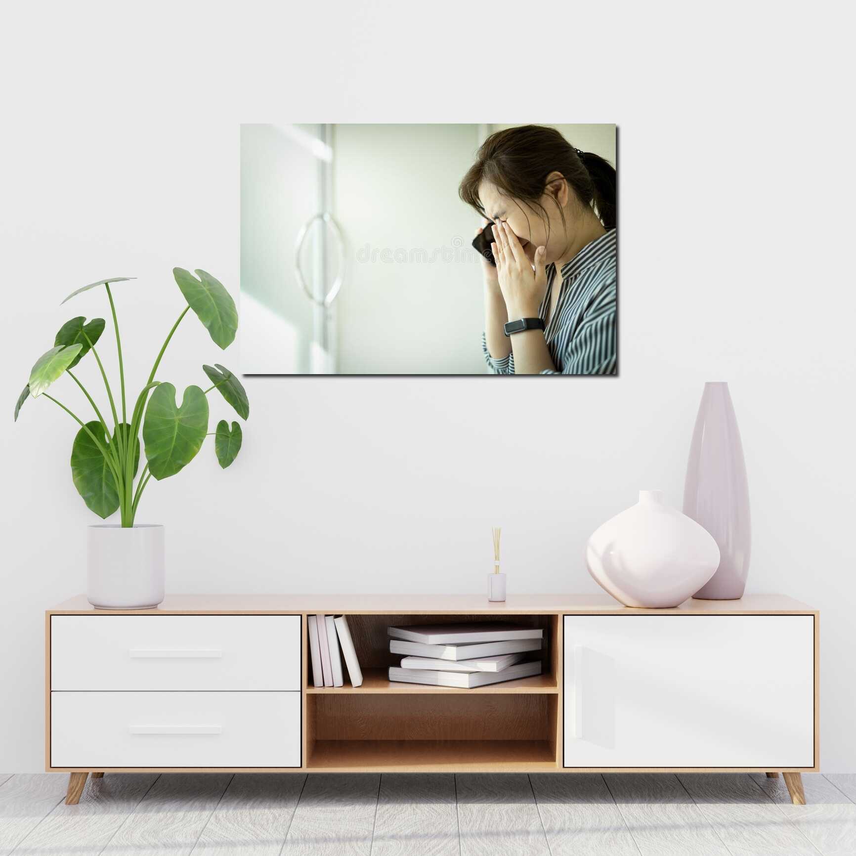 Canvas above sofa for size context