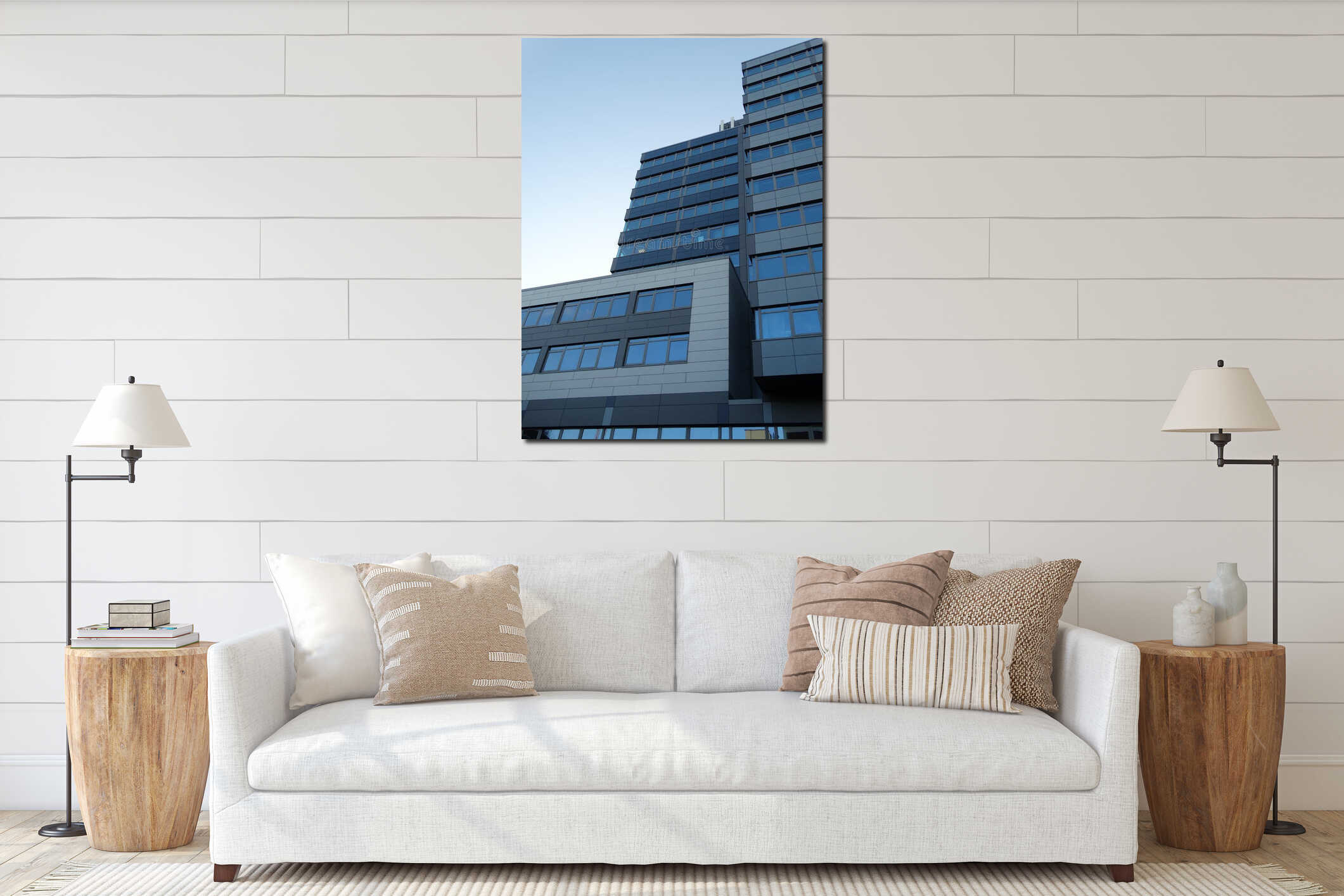 Low Angle Modern Architectural Building Closeup interior mockup