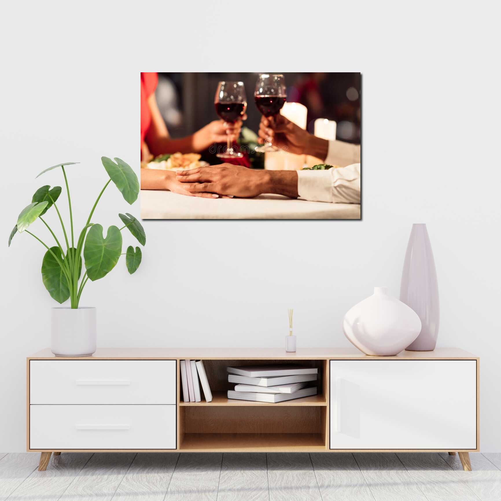 Canvas above sofa for size context