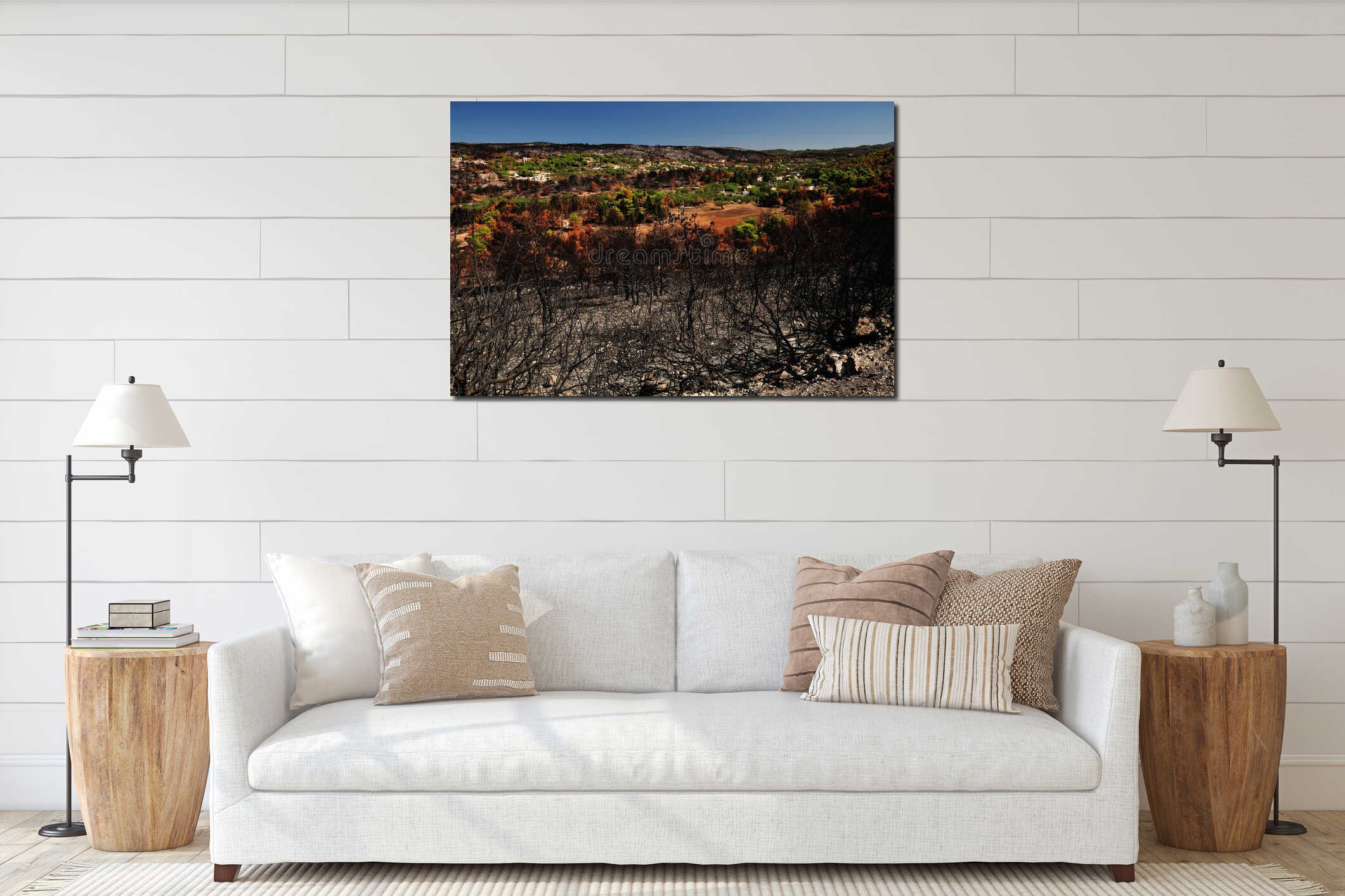 Burned hills near Navagio Beach, Zakynthos, Greece interior mockup