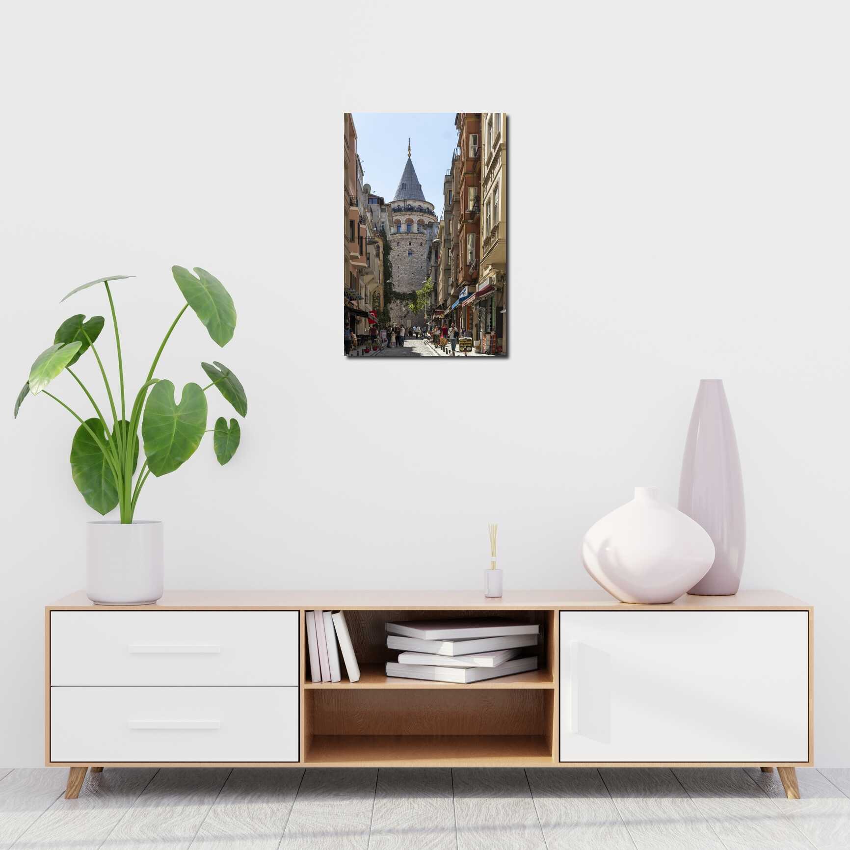 Canvas above sofa for size context